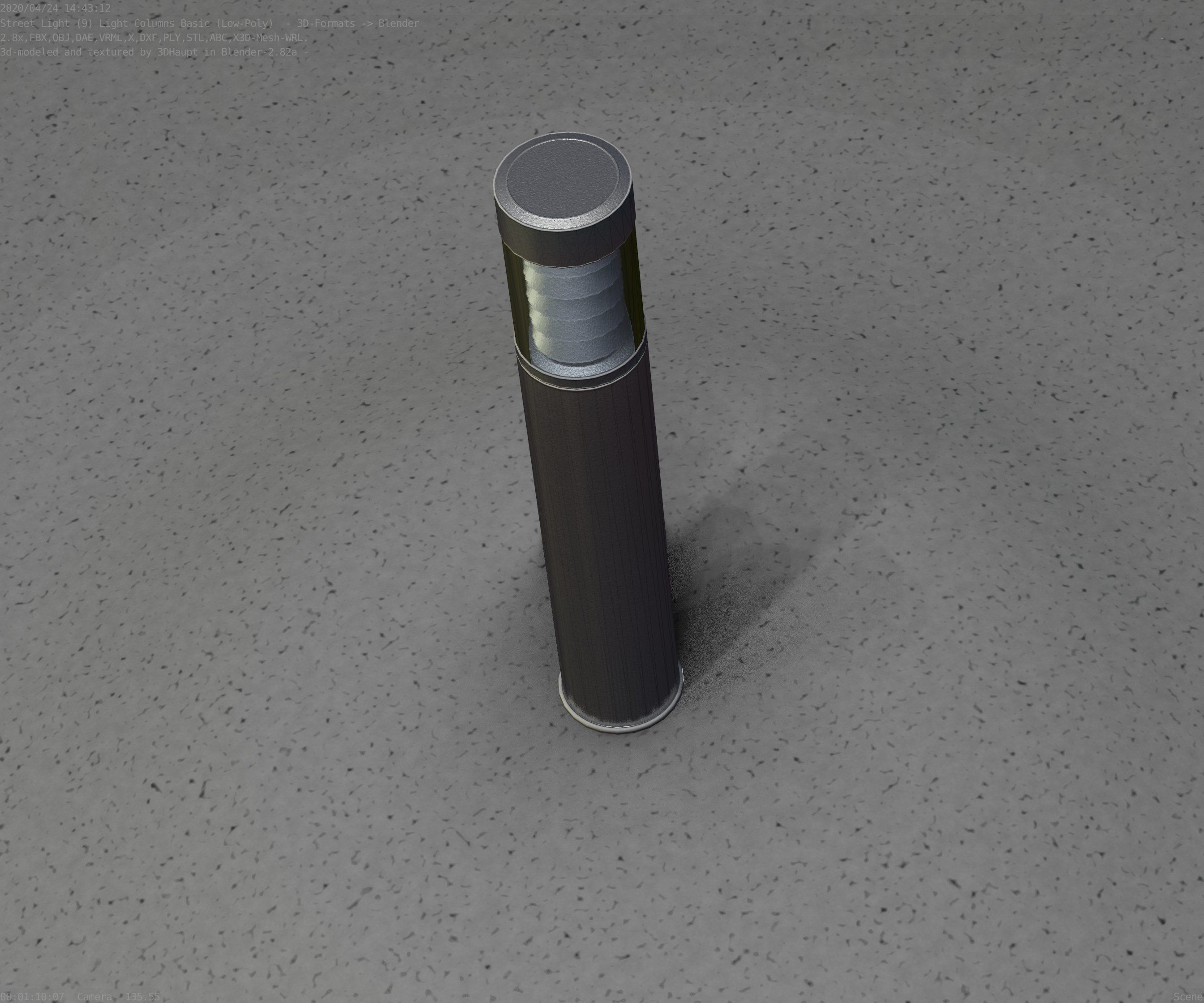 Low-Poly Basic Light Column 17 - Street Light Set-9 Low-poly 3D model_87