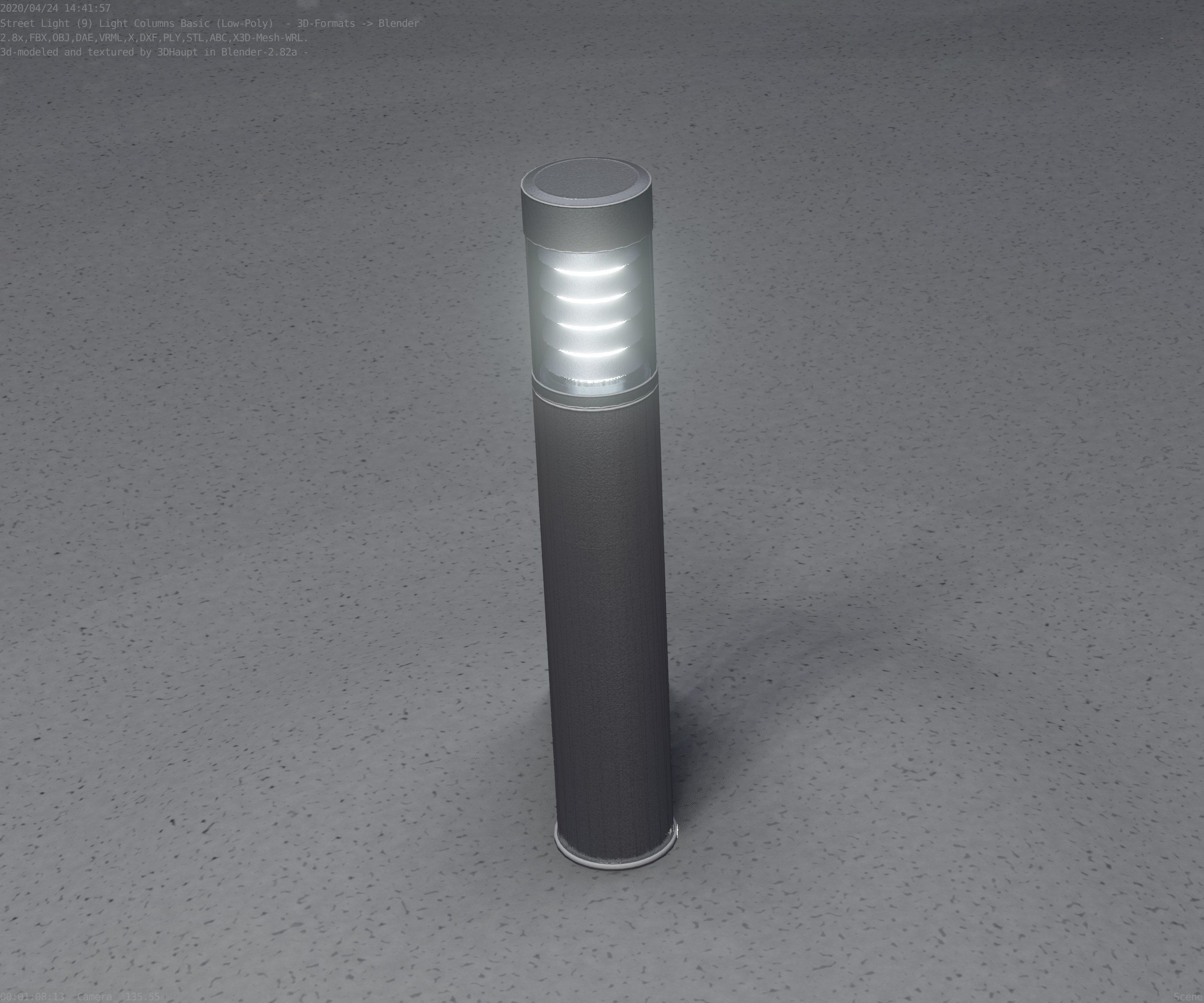 Low-Poly Basic Light Column 17 - Street Light Set-9 Low-poly 3D model_4