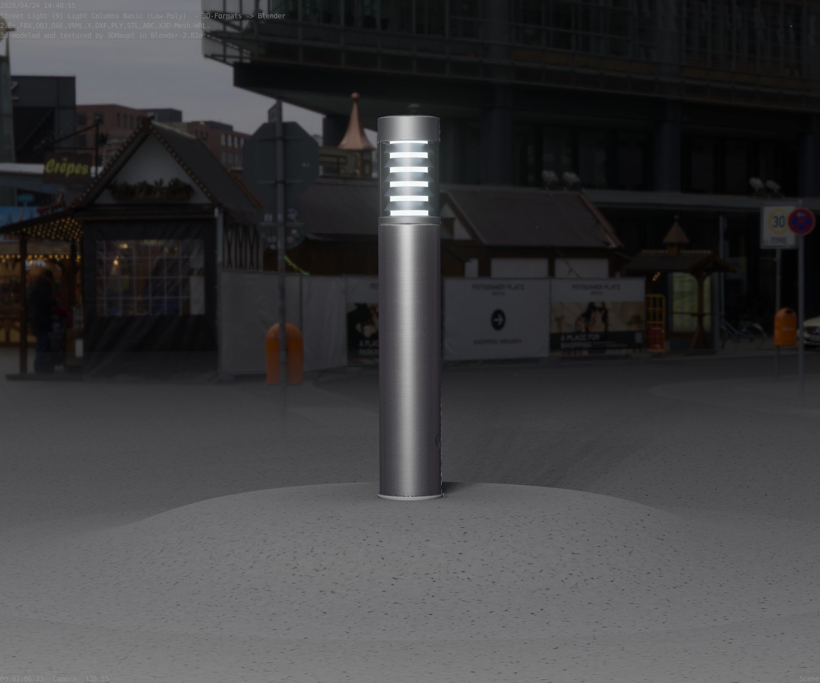 Low-Poly Basic Light Column 17 - Street Light Set-9 Low-poly 3D model_17