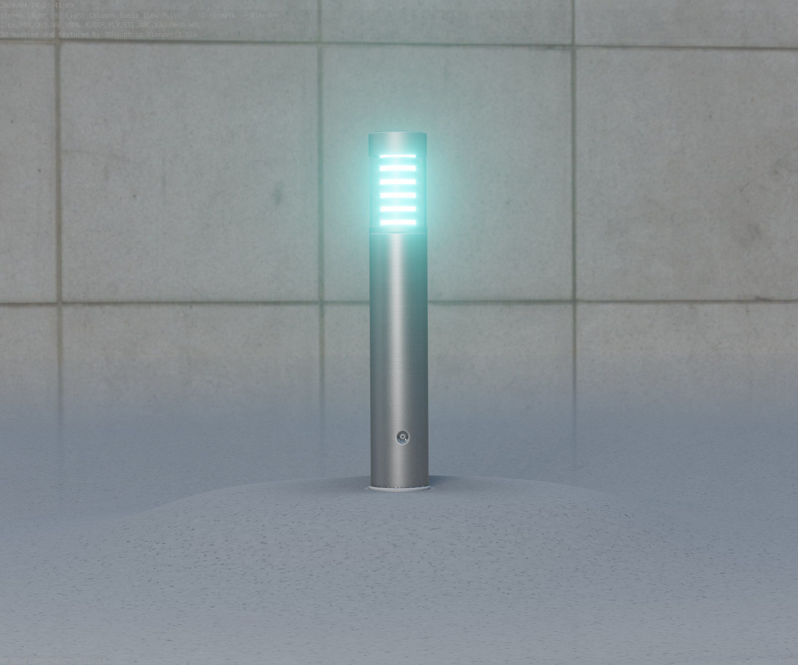 Low-Poly Basic Light Column 17 - Street Light Set-9 Low-poly 3D model_25