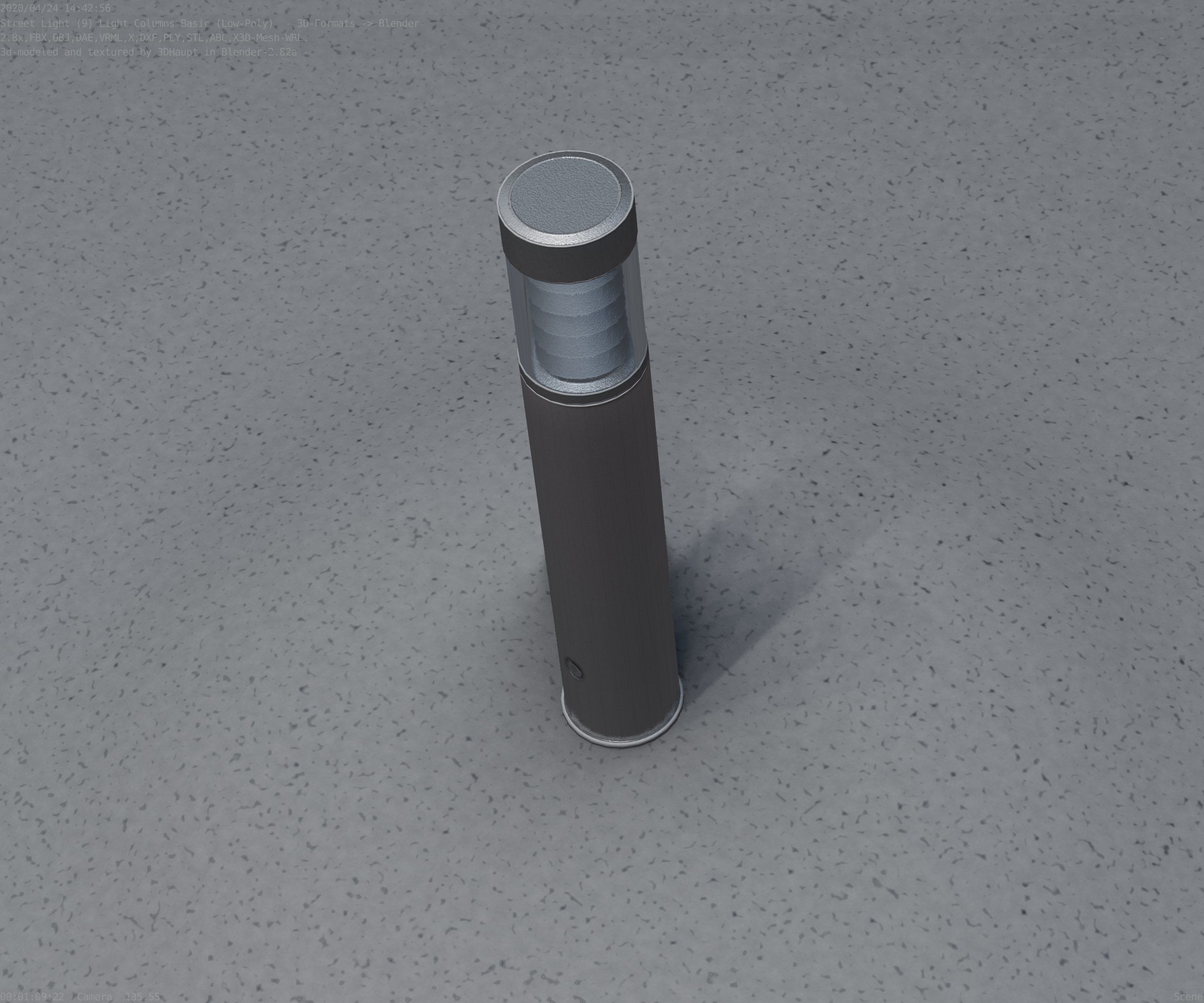 Low-Poly Basic Light Column 17 - Street Light Set-9 Low-poly 3D model_78