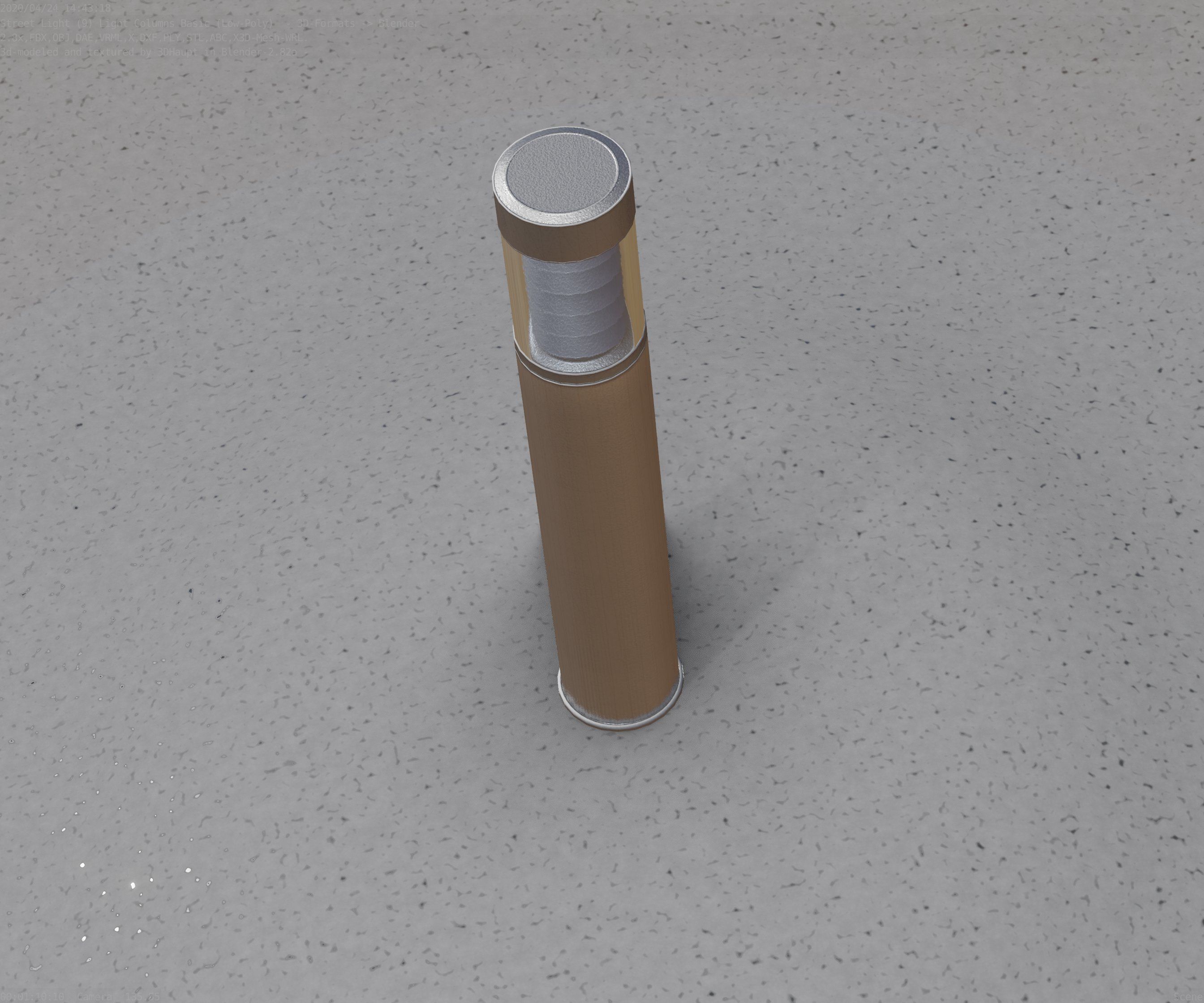 Low-Poly Basic Light Column 17 - Street Light Set-9 Low-poly 3D model_90