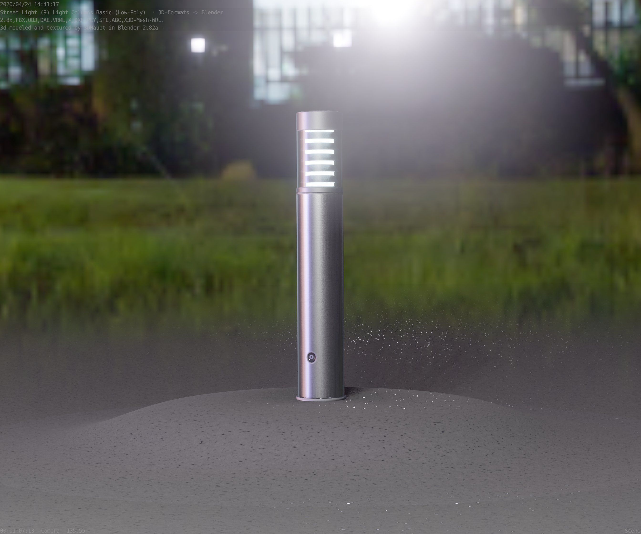 Low-Poly Basic Light Column 17 - Street Light Set-9 Low-poly 3D model_29