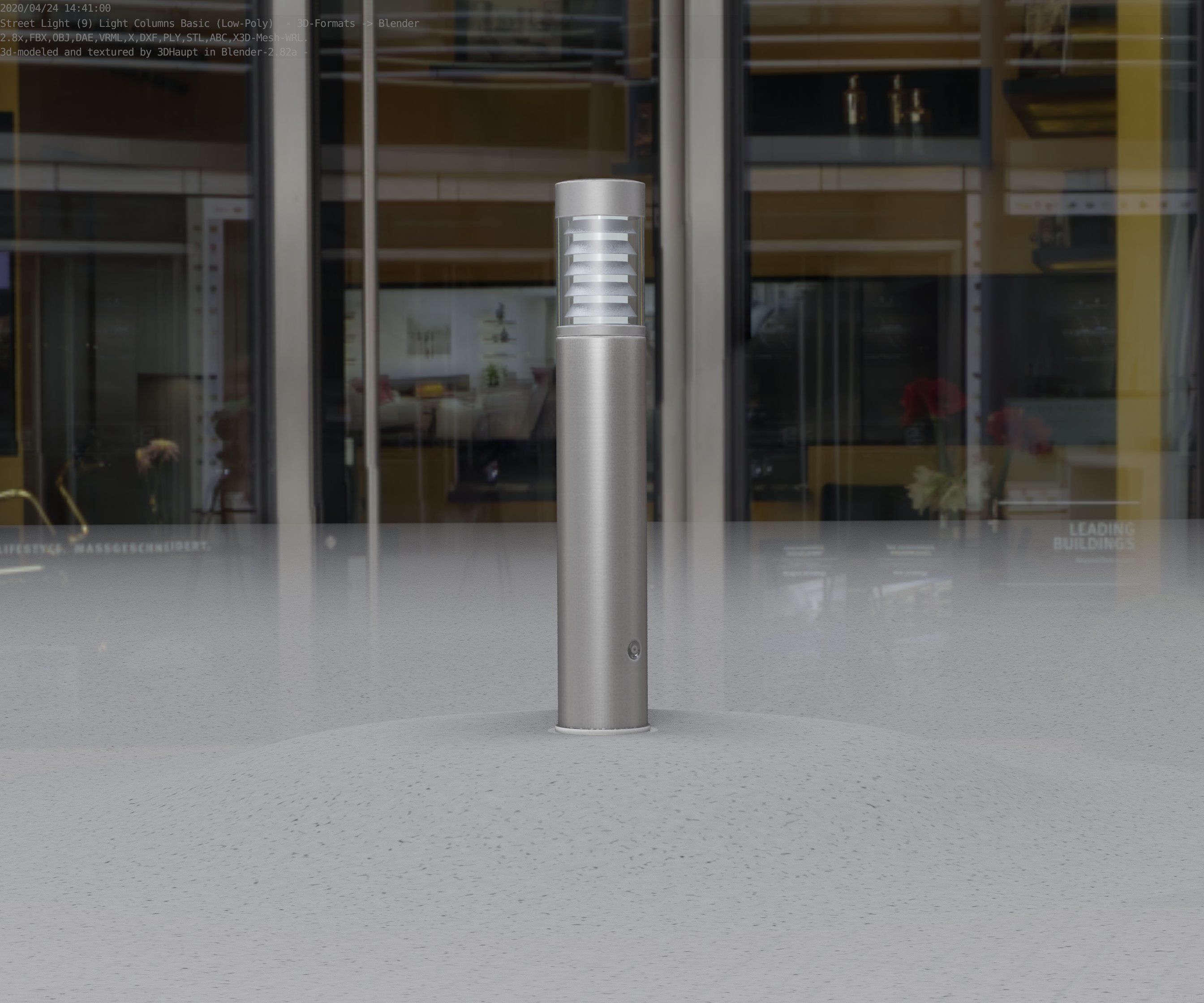 Low-Poly Basic Light Column 17 - Street Light Set-9 Low-poly 3D model_19