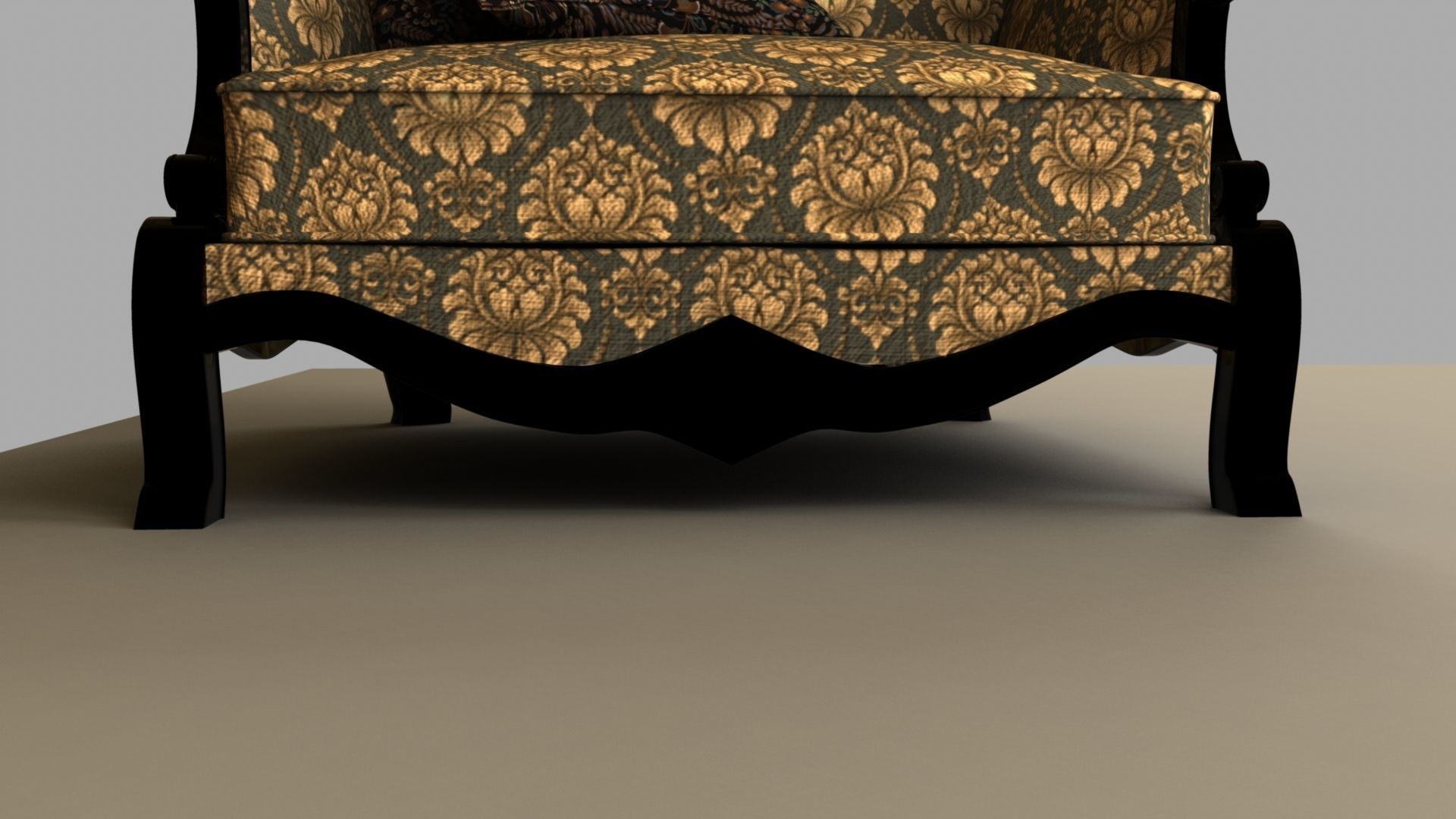 Chair with gold damask pattern 3D model_33