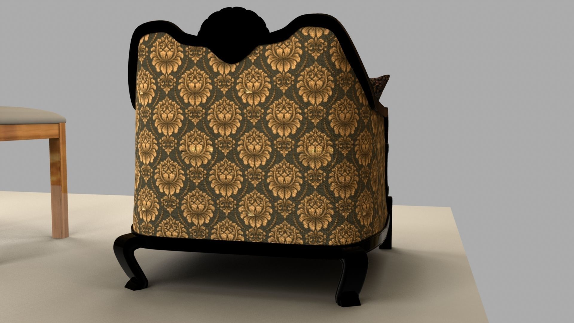 Chair with gold damask pattern 3D model_16