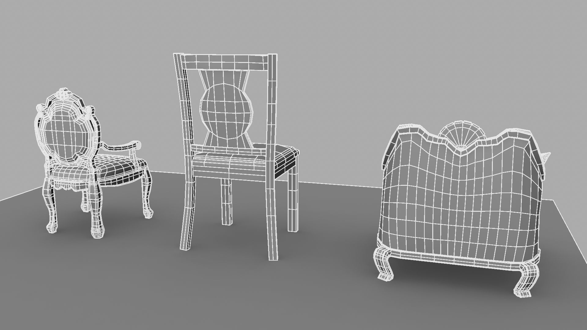 Chair with gold damask pattern 3D model_42