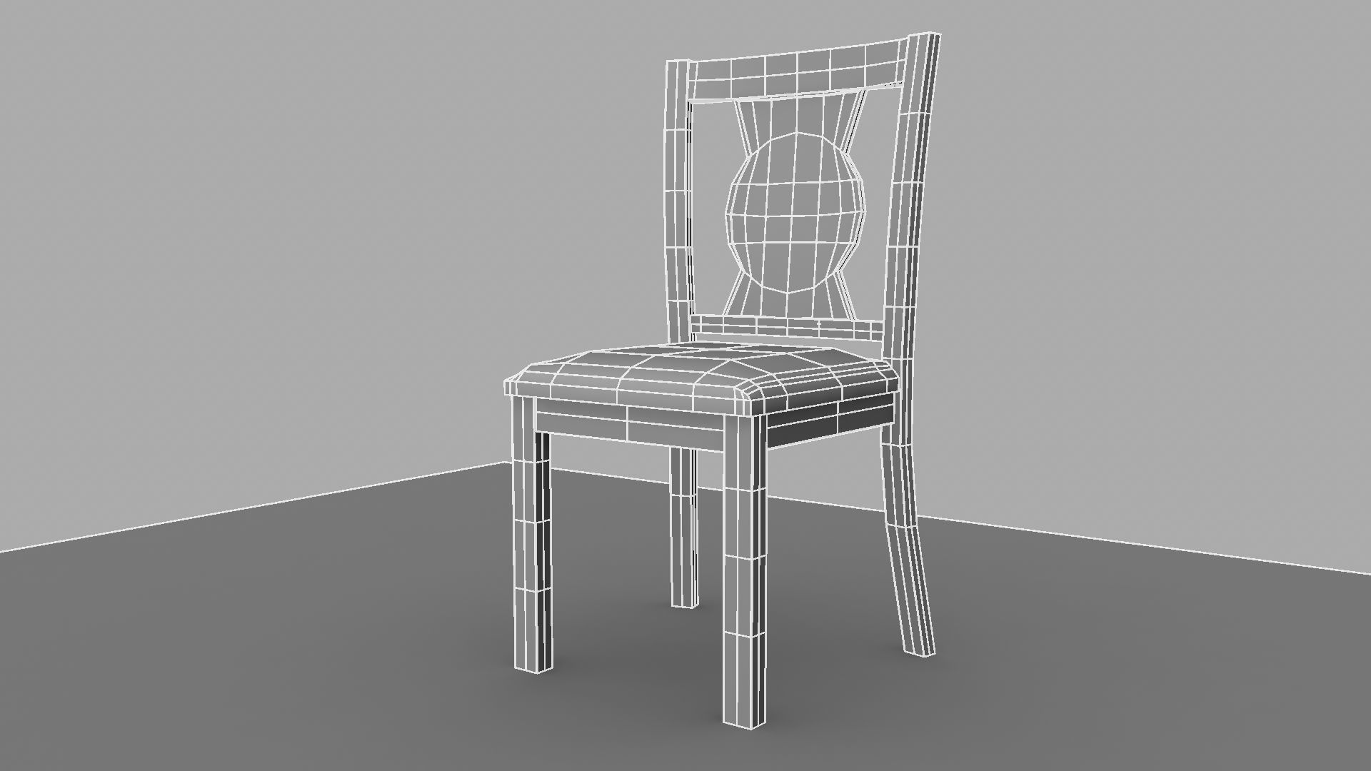 Chair with gold damask pattern 3D model_7