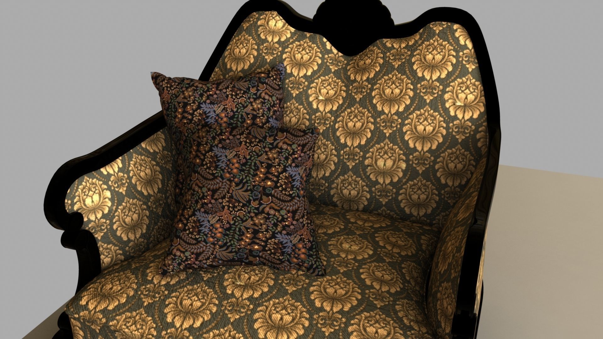 Chair with gold damask pattern 3D model_26
