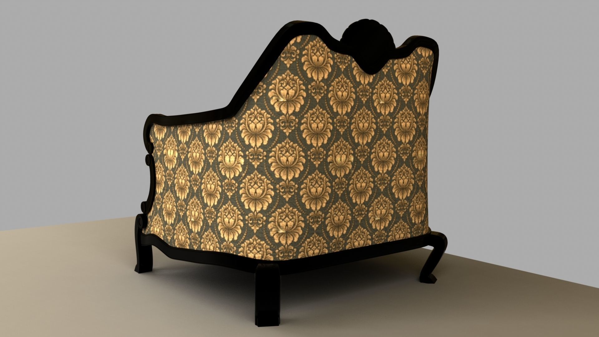 Chair with gold damask pattern 3D model_15