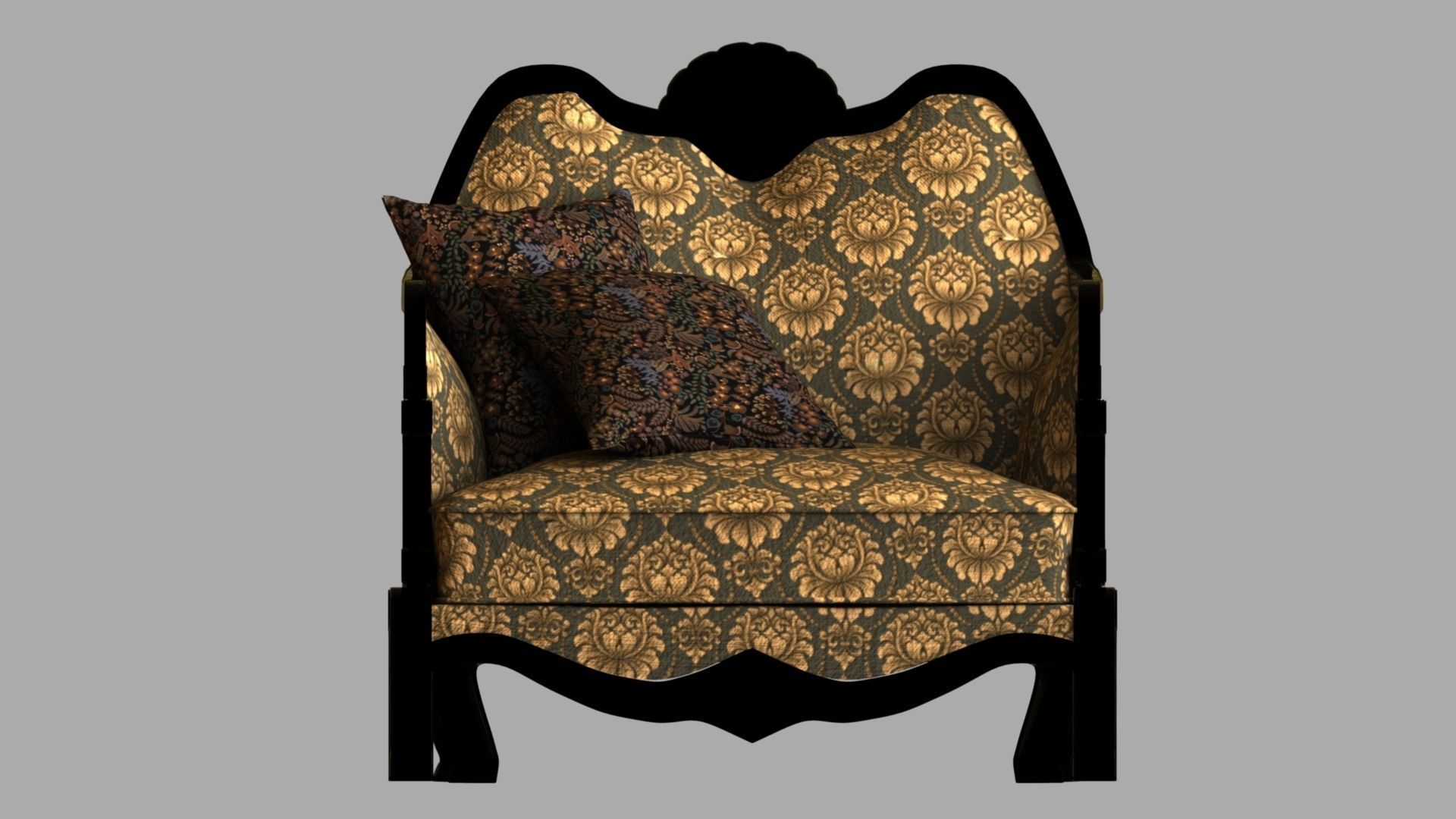 Chair with gold damask pattern 3D model_29