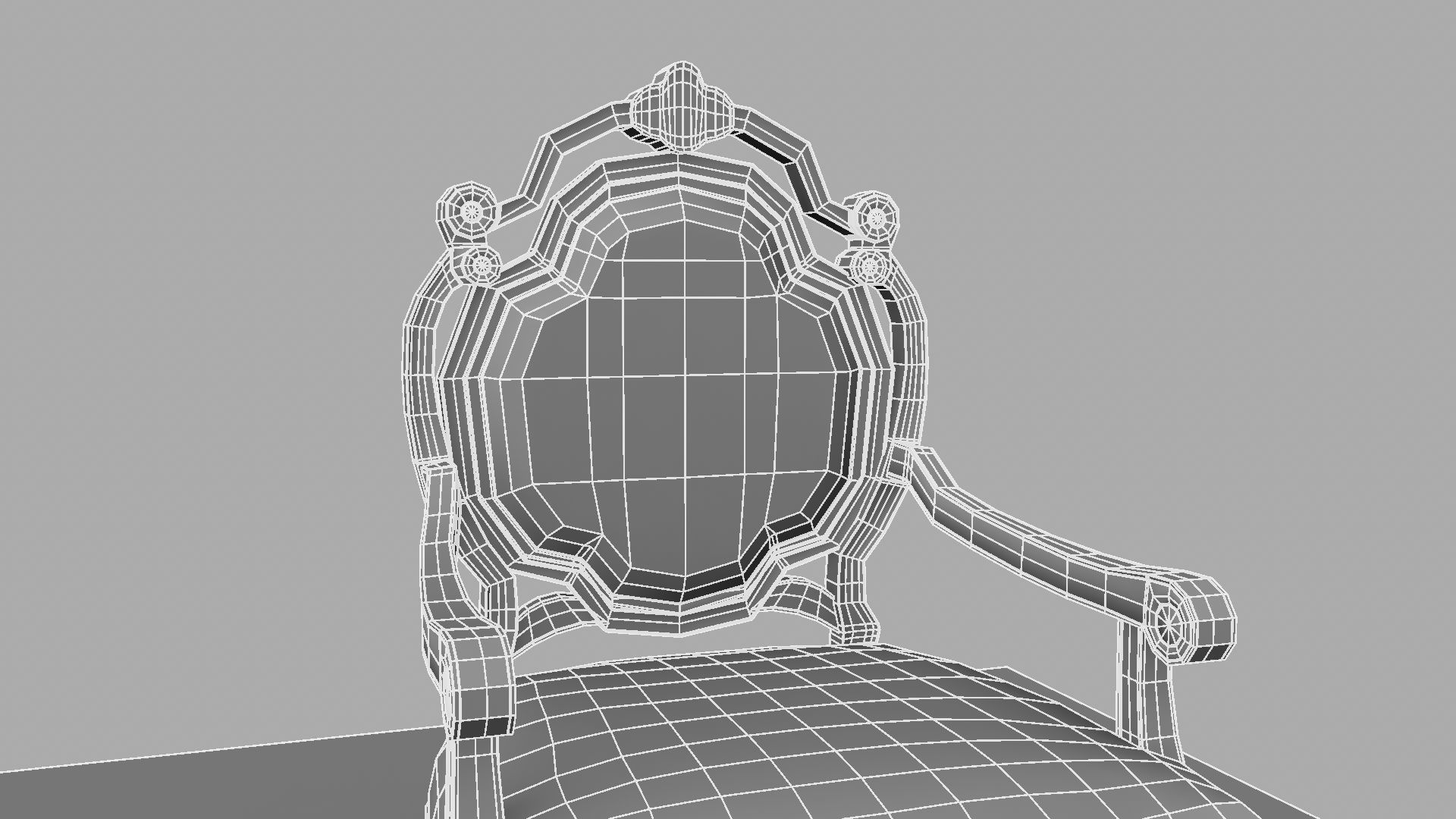 Chair with gold damask pattern 3D model_44