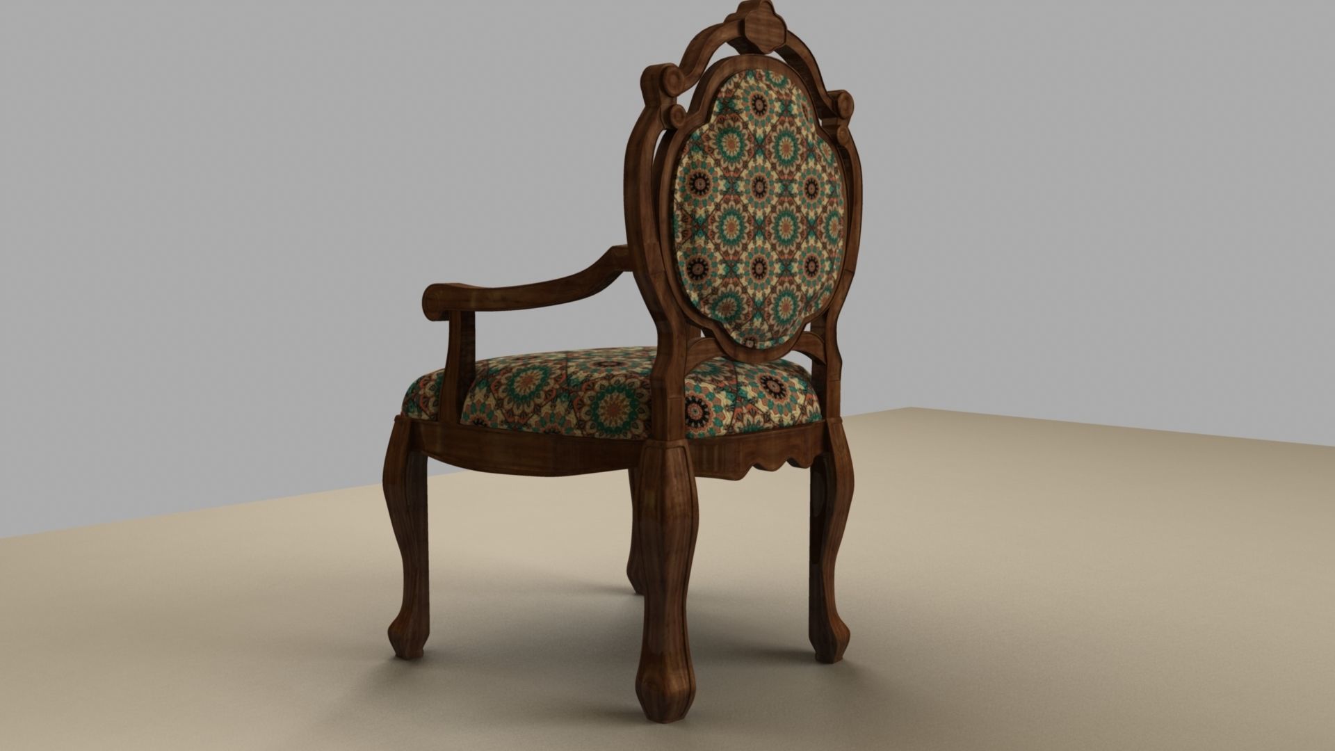 Chair with gold damask pattern 3D model_23