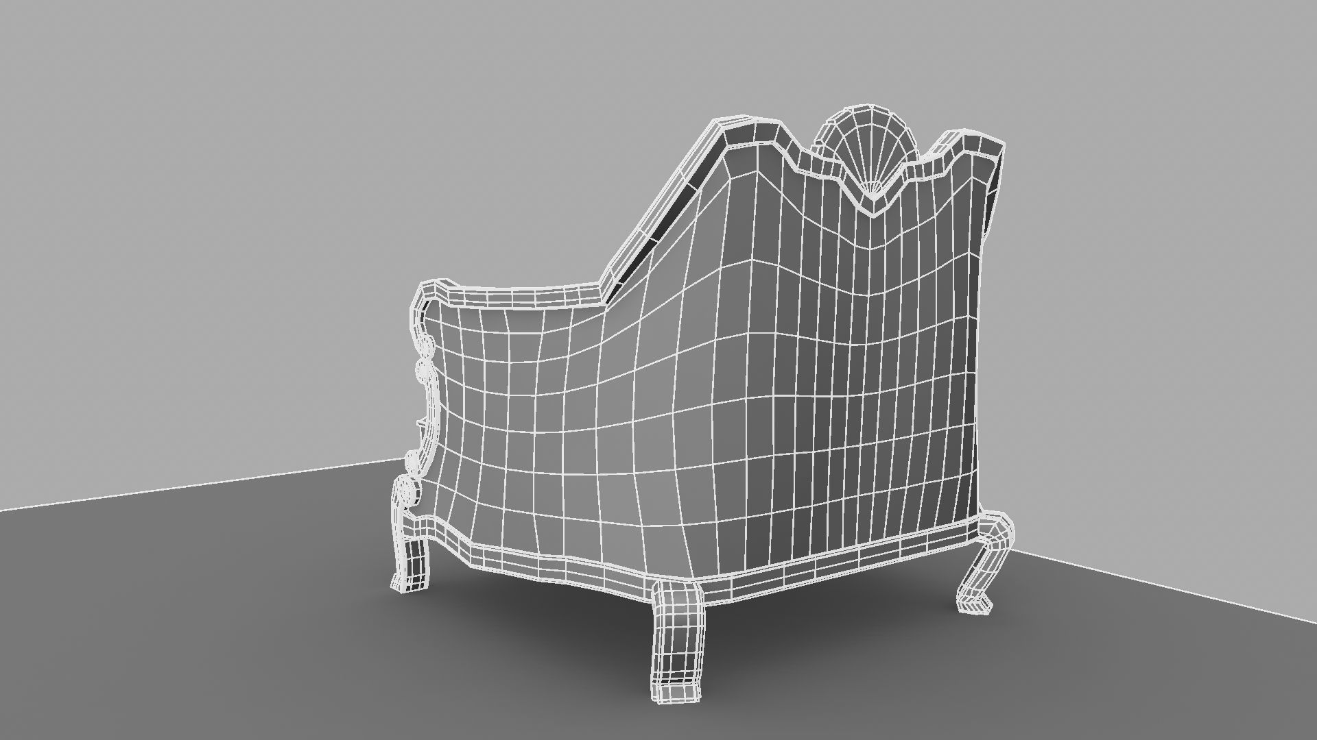 Chair with gold damask pattern 3D model_38