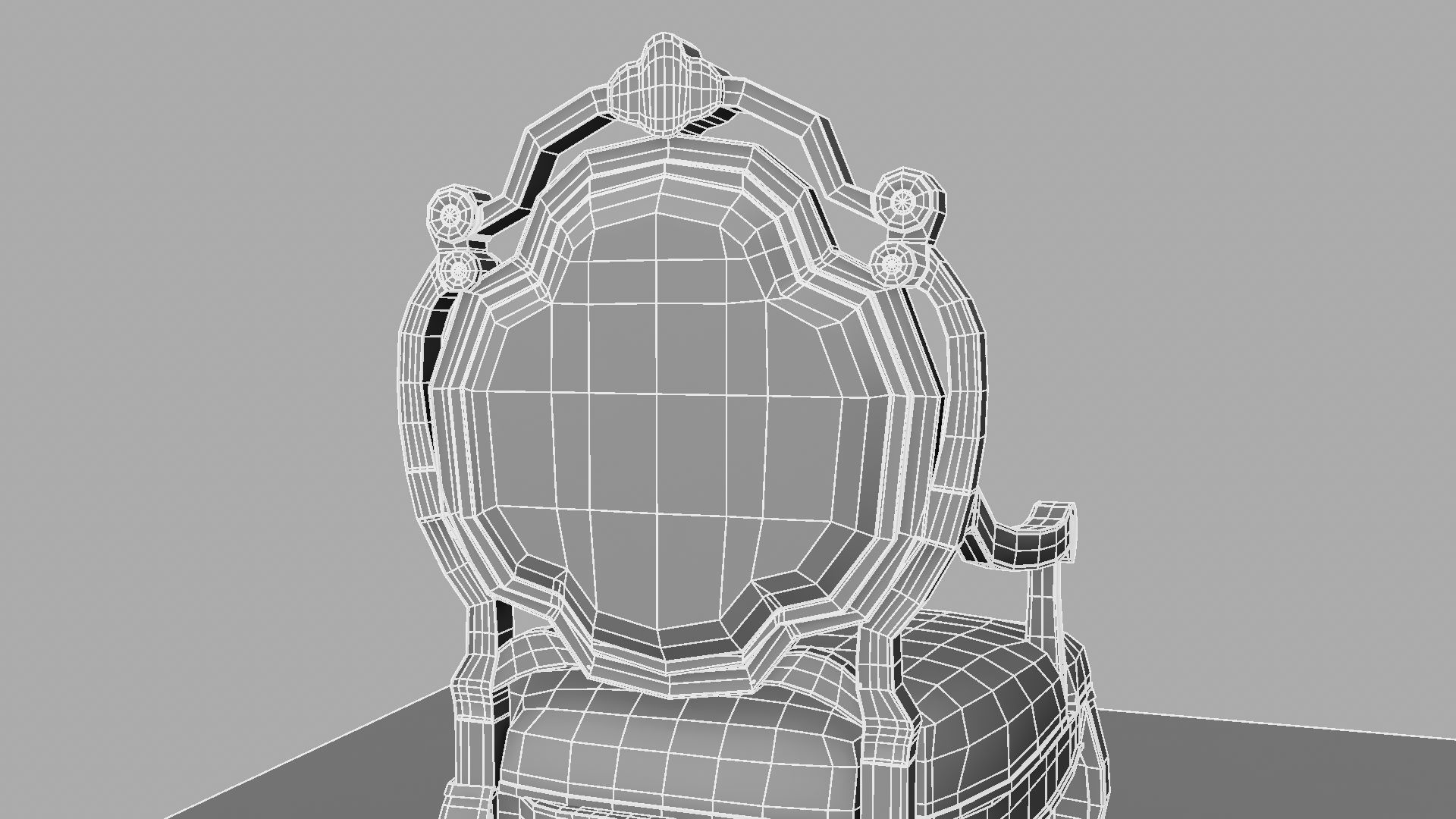 Chair with gold damask pattern 3D model_12