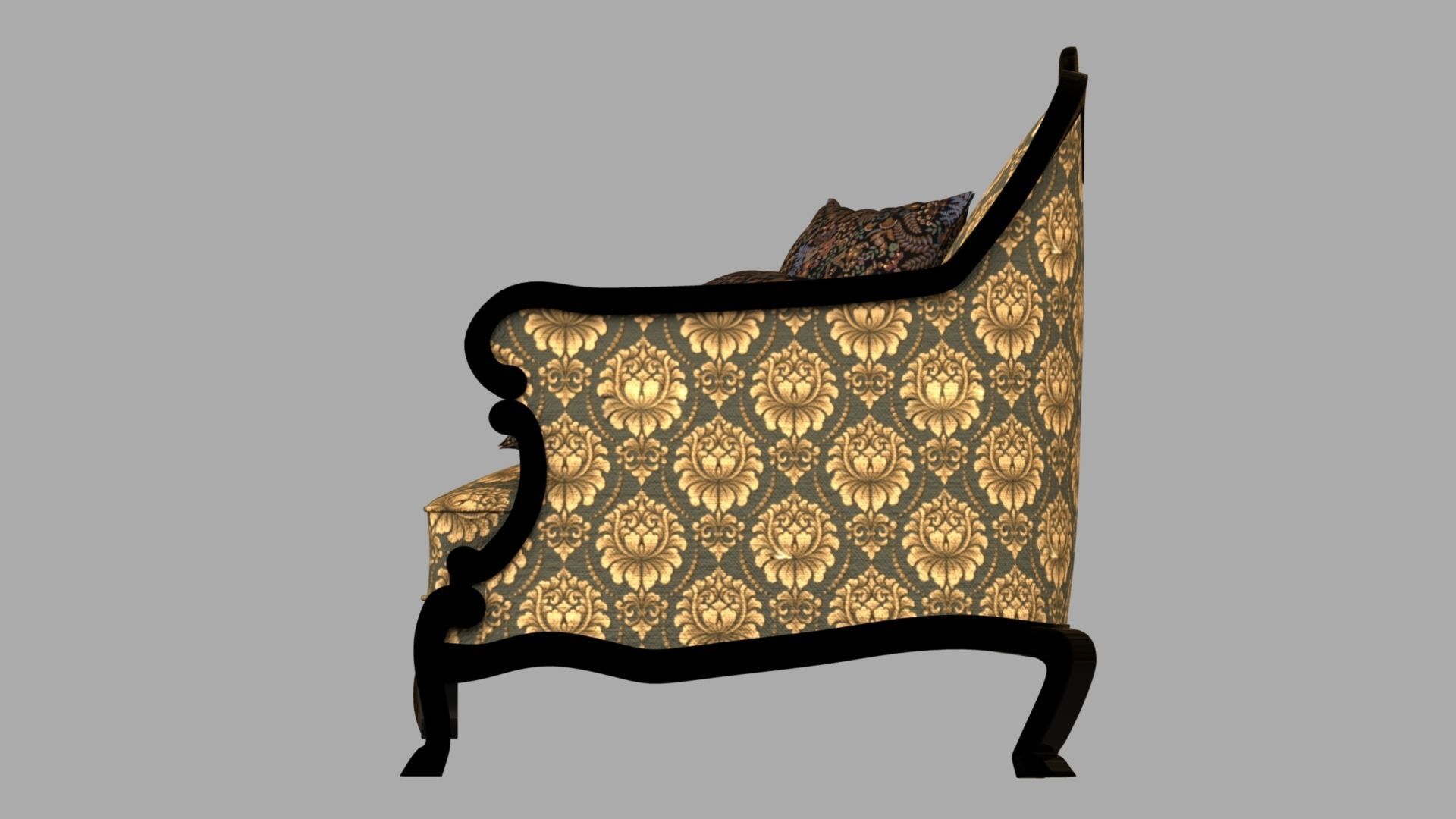 Chair with gold damask pattern 3D model_27
