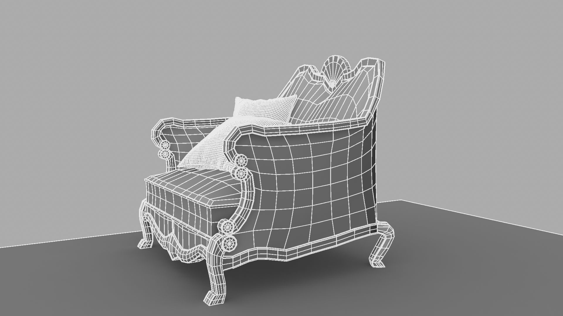 Chair with gold damask pattern 3D model_39