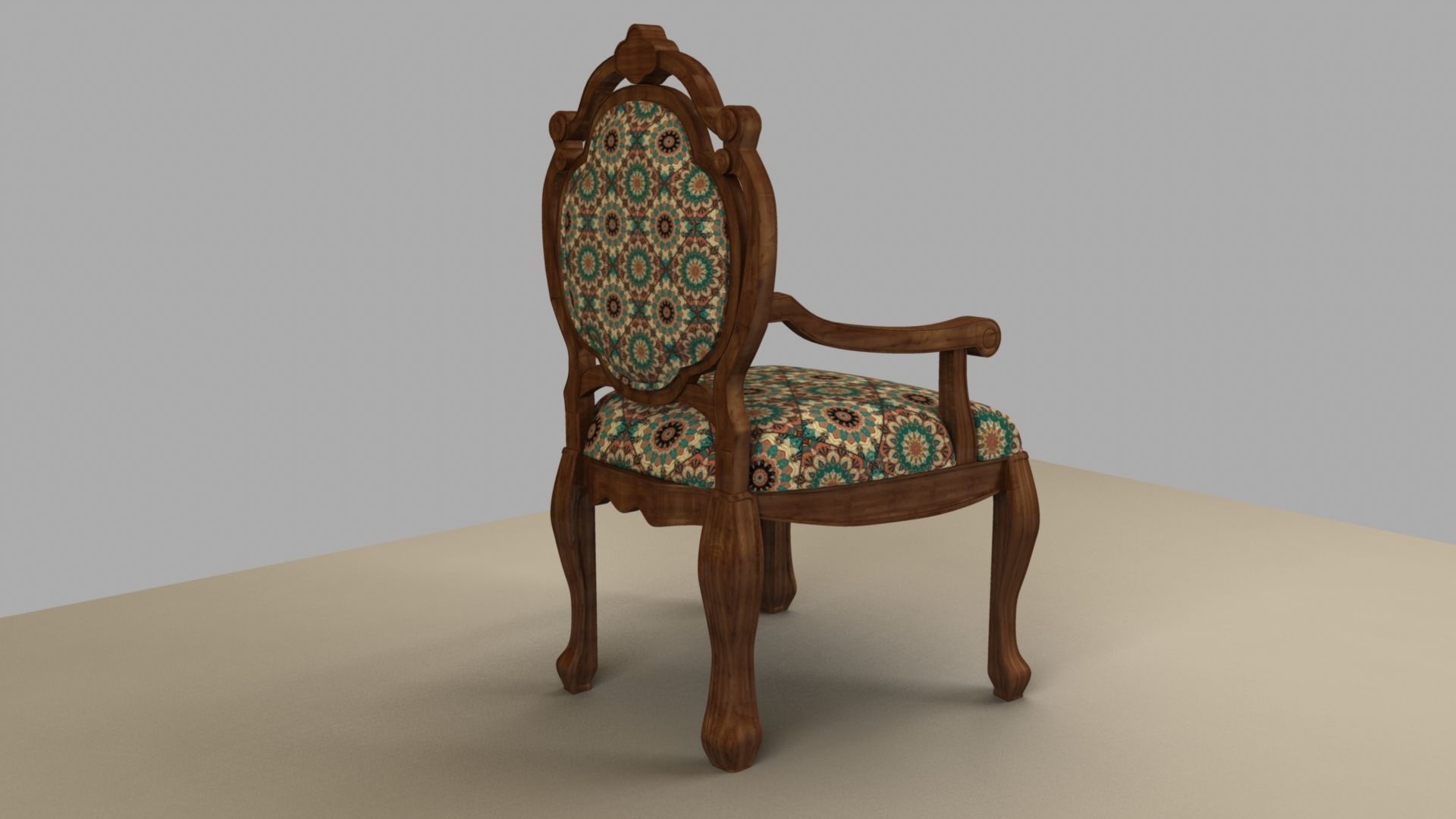 Chair with gold damask pattern 3D model_21