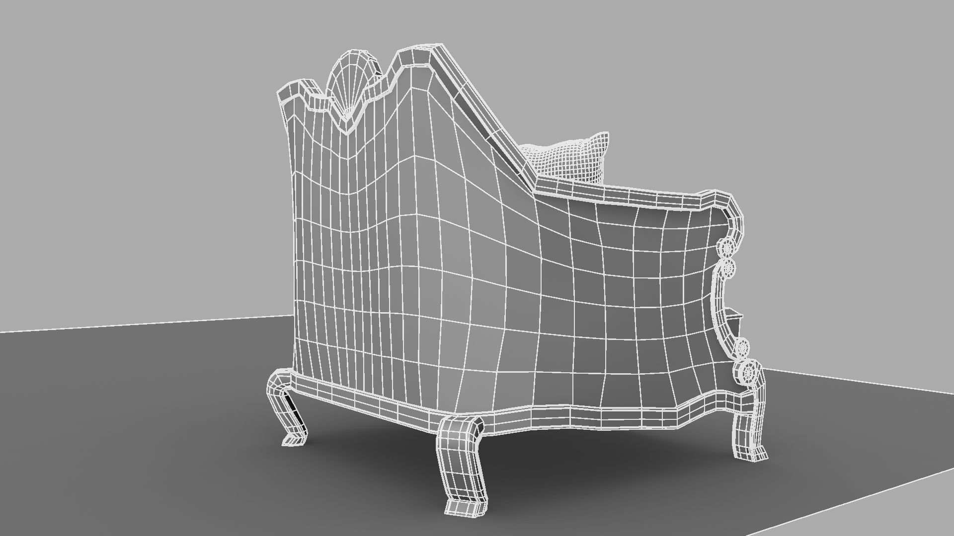 Chair with gold damask pattern 3D model_41