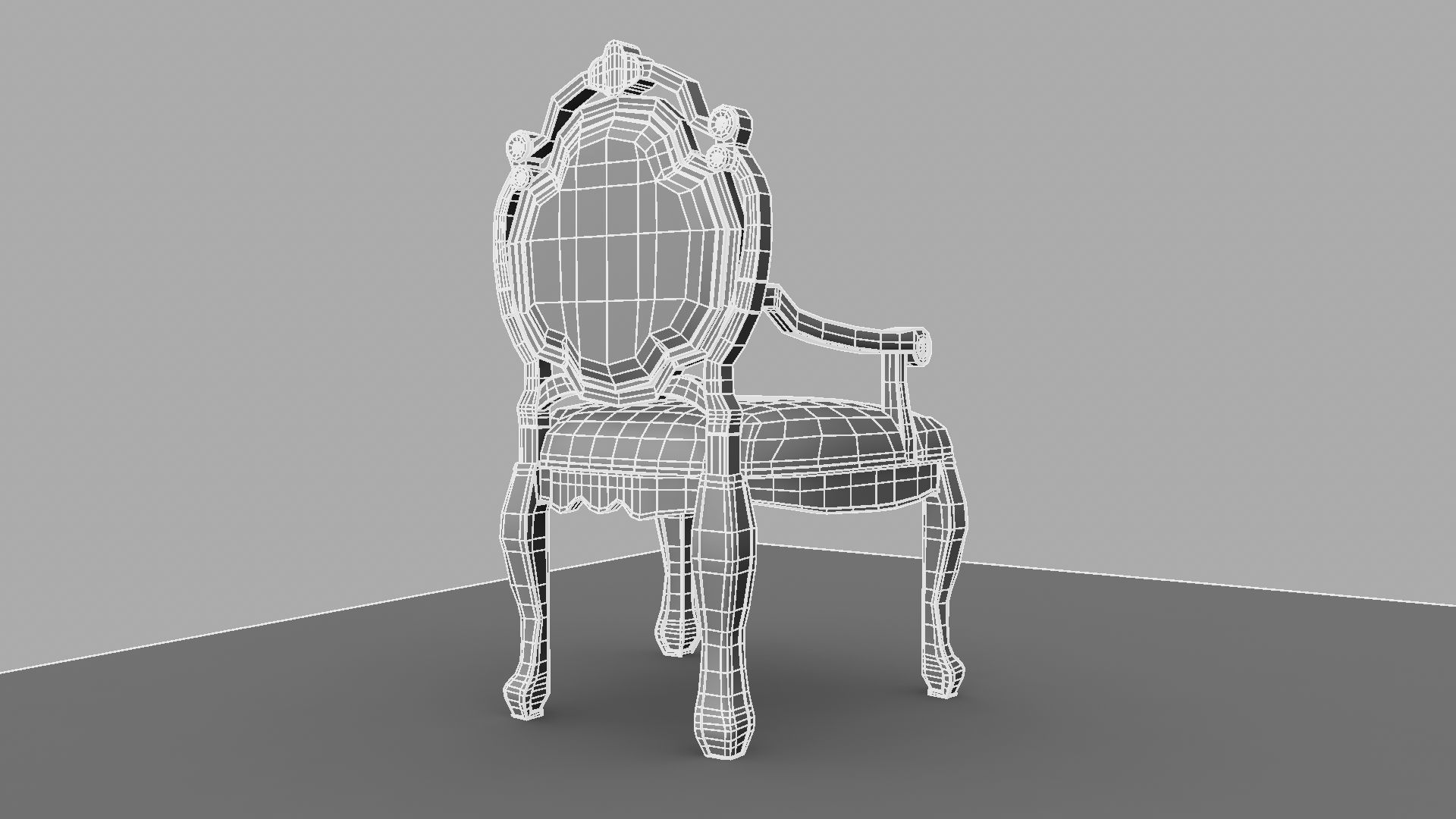 Chair with gold damask pattern 3D model_8