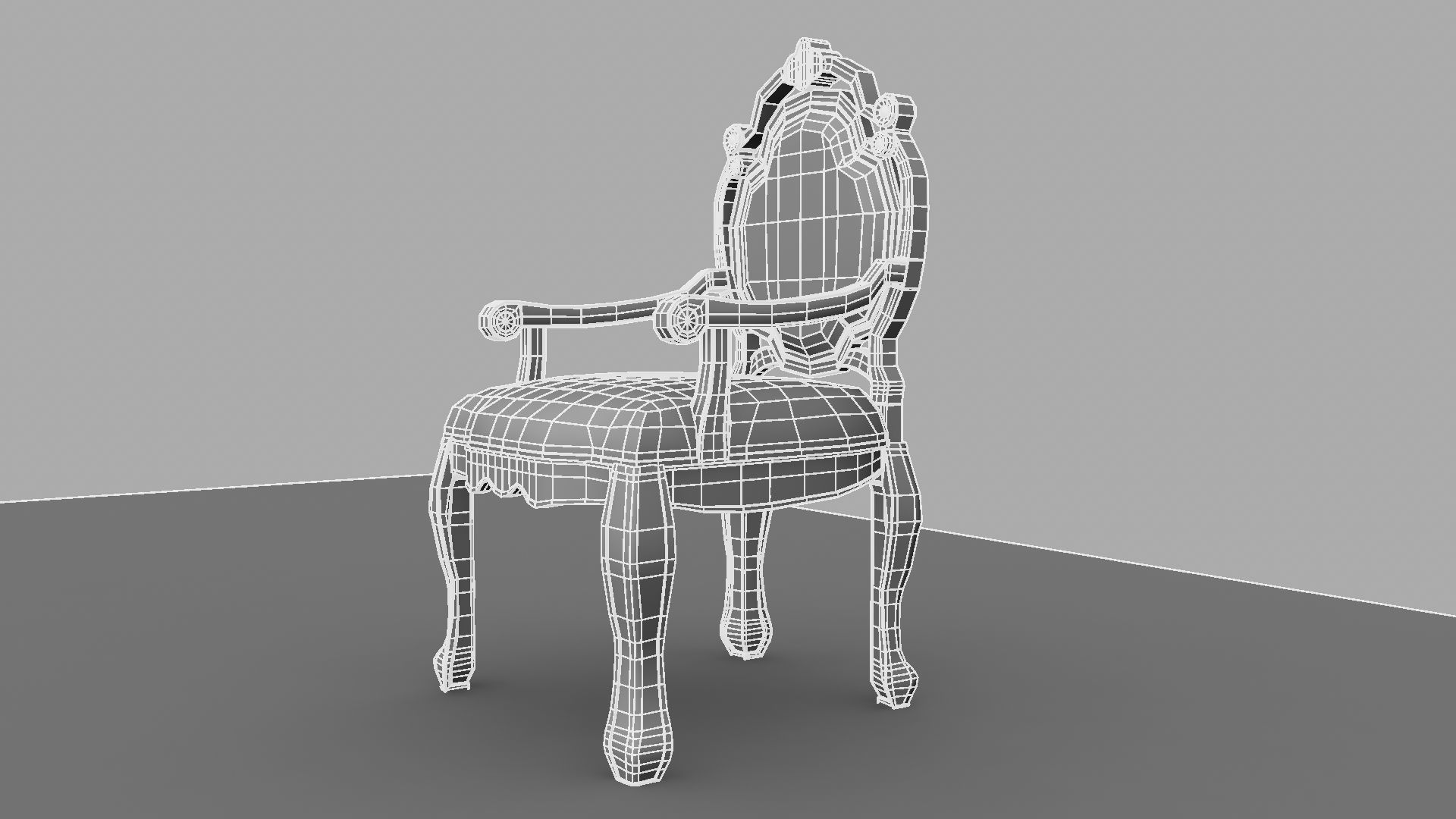 Chair with gold damask pattern 3D model_10