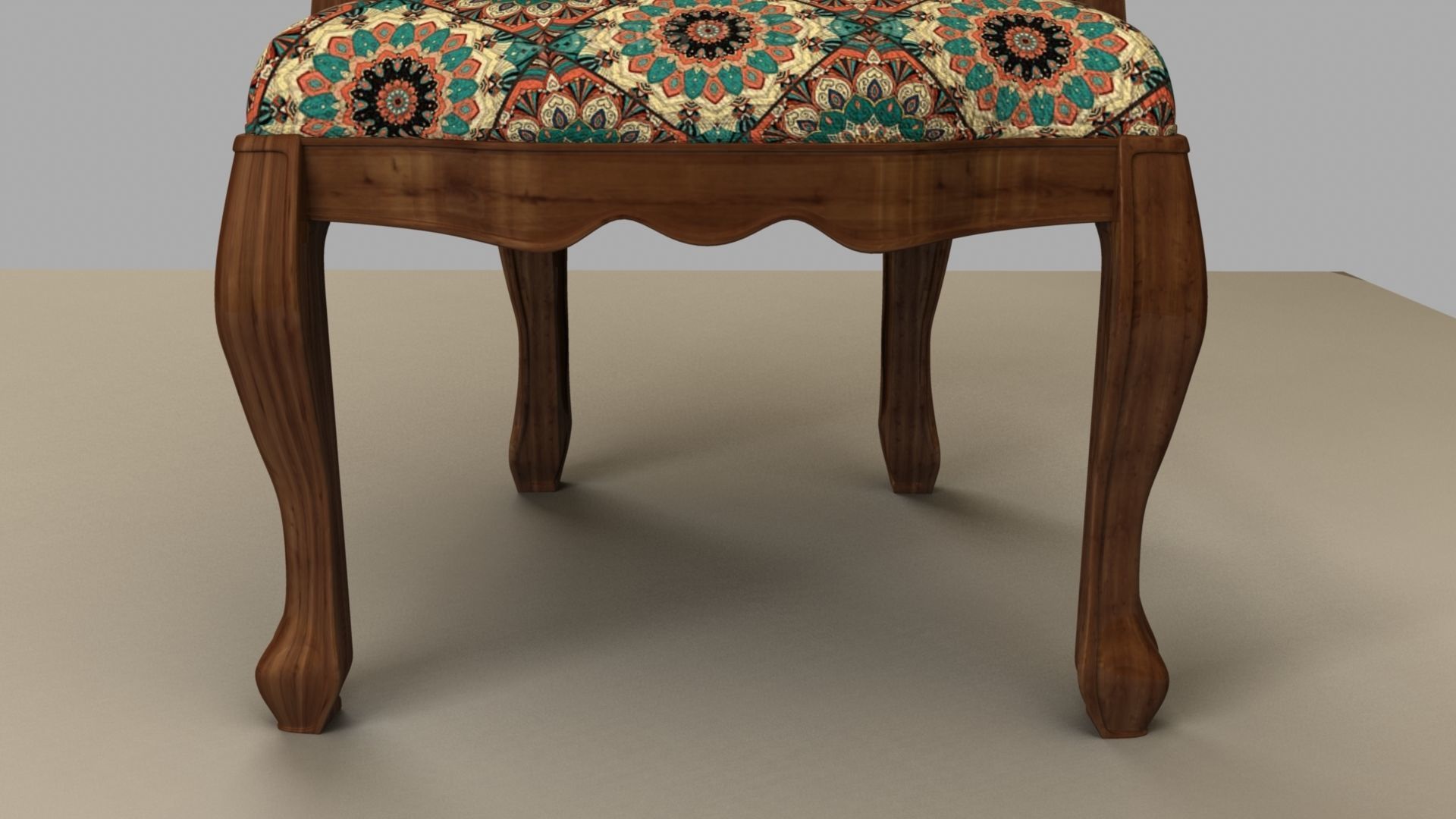 Chair with gold damask pattern 3D model_34