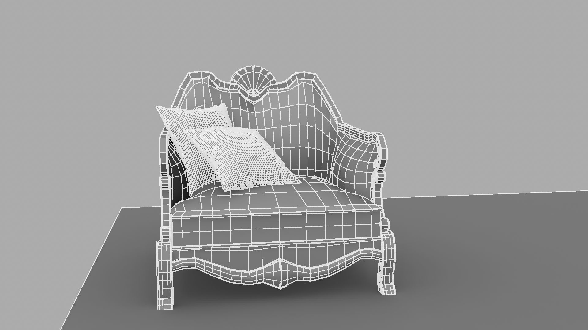 Chair with gold damask pattern 3D model_40