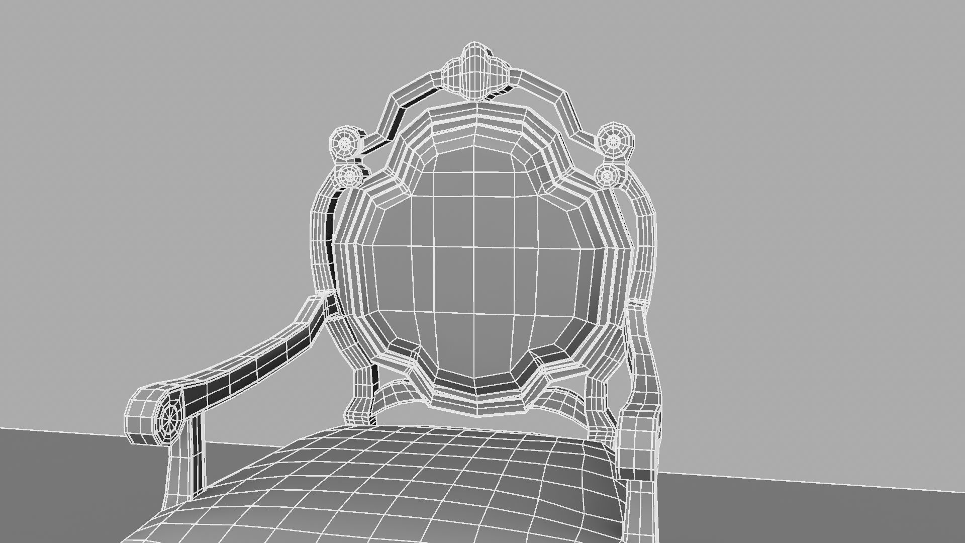 Chair with gold damask pattern 3D model_45