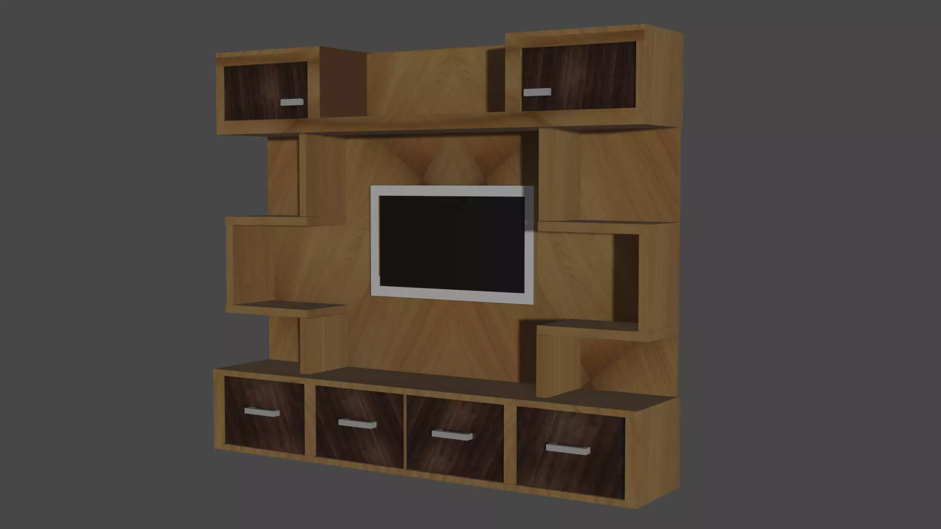 Cabinet-wall tv unit with shelves and drawers 3D model_0
