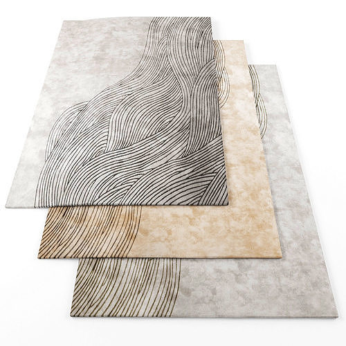 Rugs-731 rug with wavy lines Low-poly 3D model