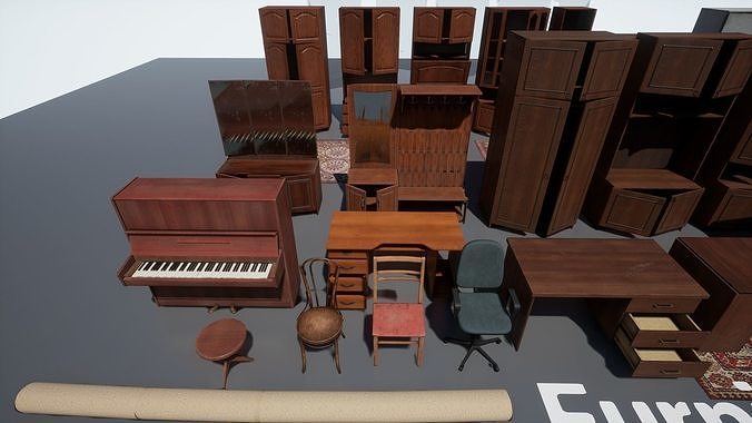 Post Soviet Furniture UE4 Low-poly 3D model 2