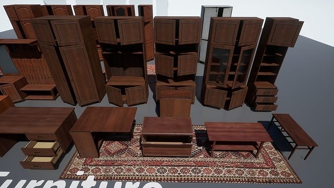 Post Soviet Furniture UE4 Low-poly 3D model 3