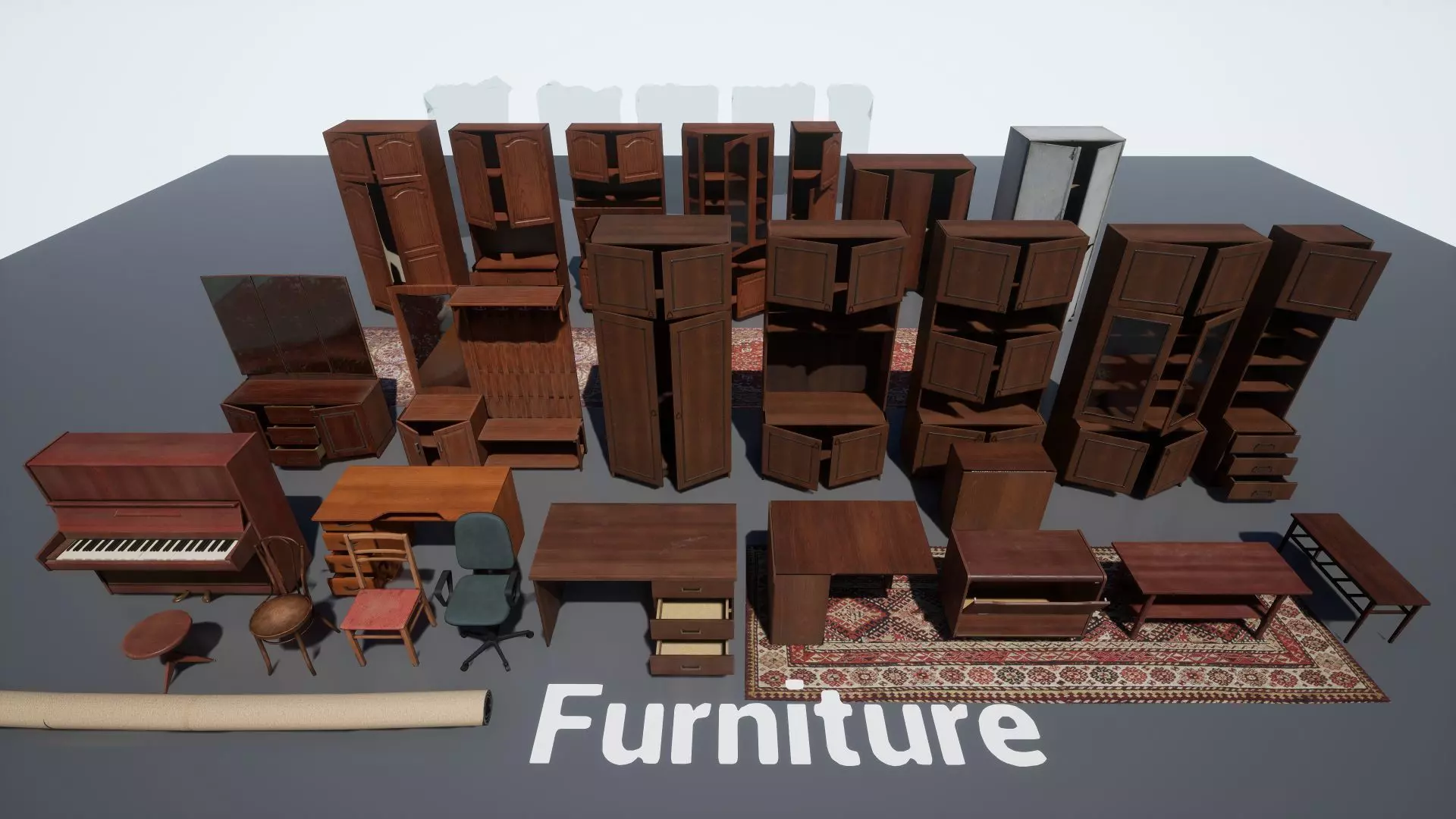 Post Soviet Furniture UE4 Low-poly 3D model_0