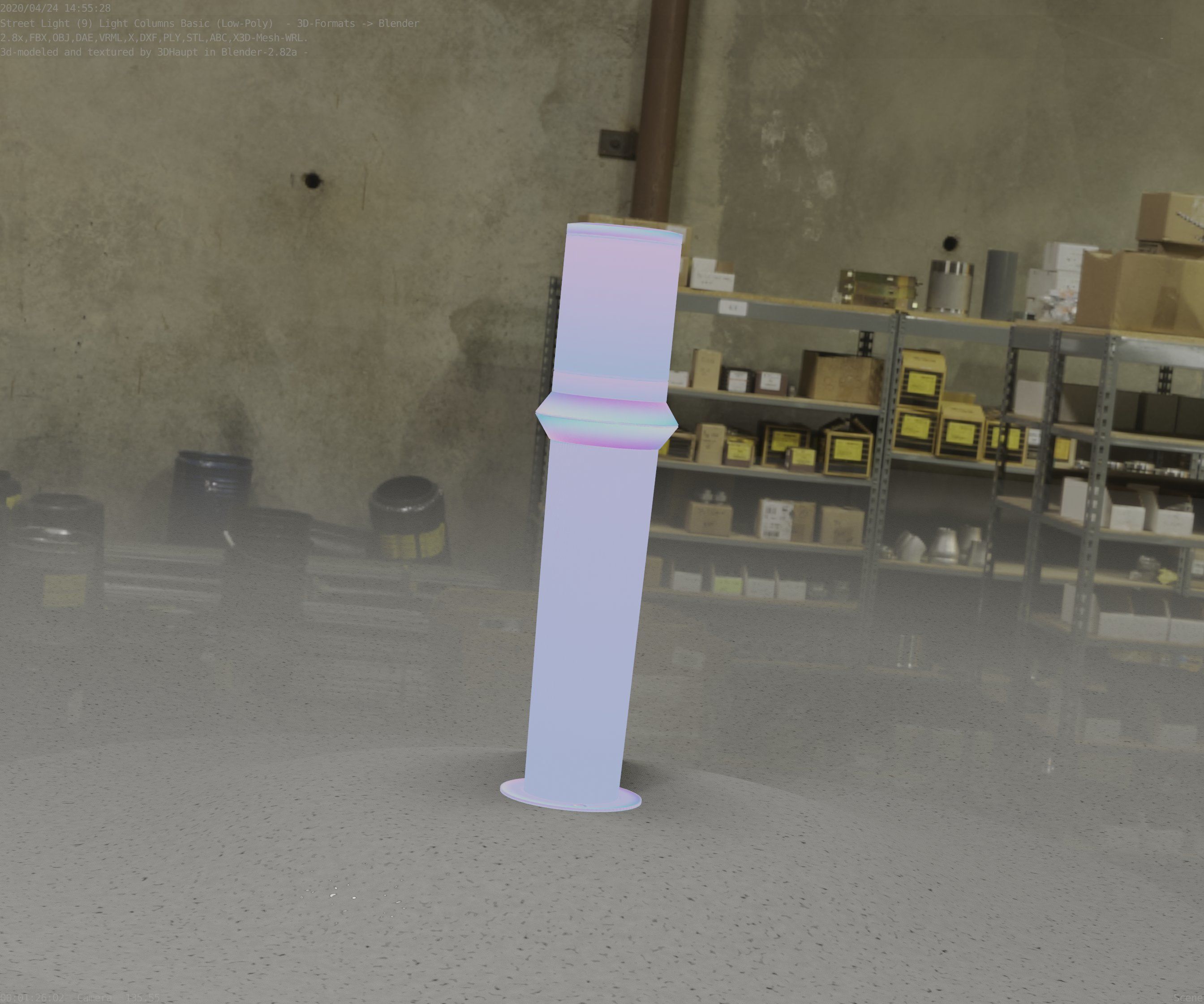 Low-Poly Basic Light Column 21 - Street Light Set-9 Low-poly 3D model_67