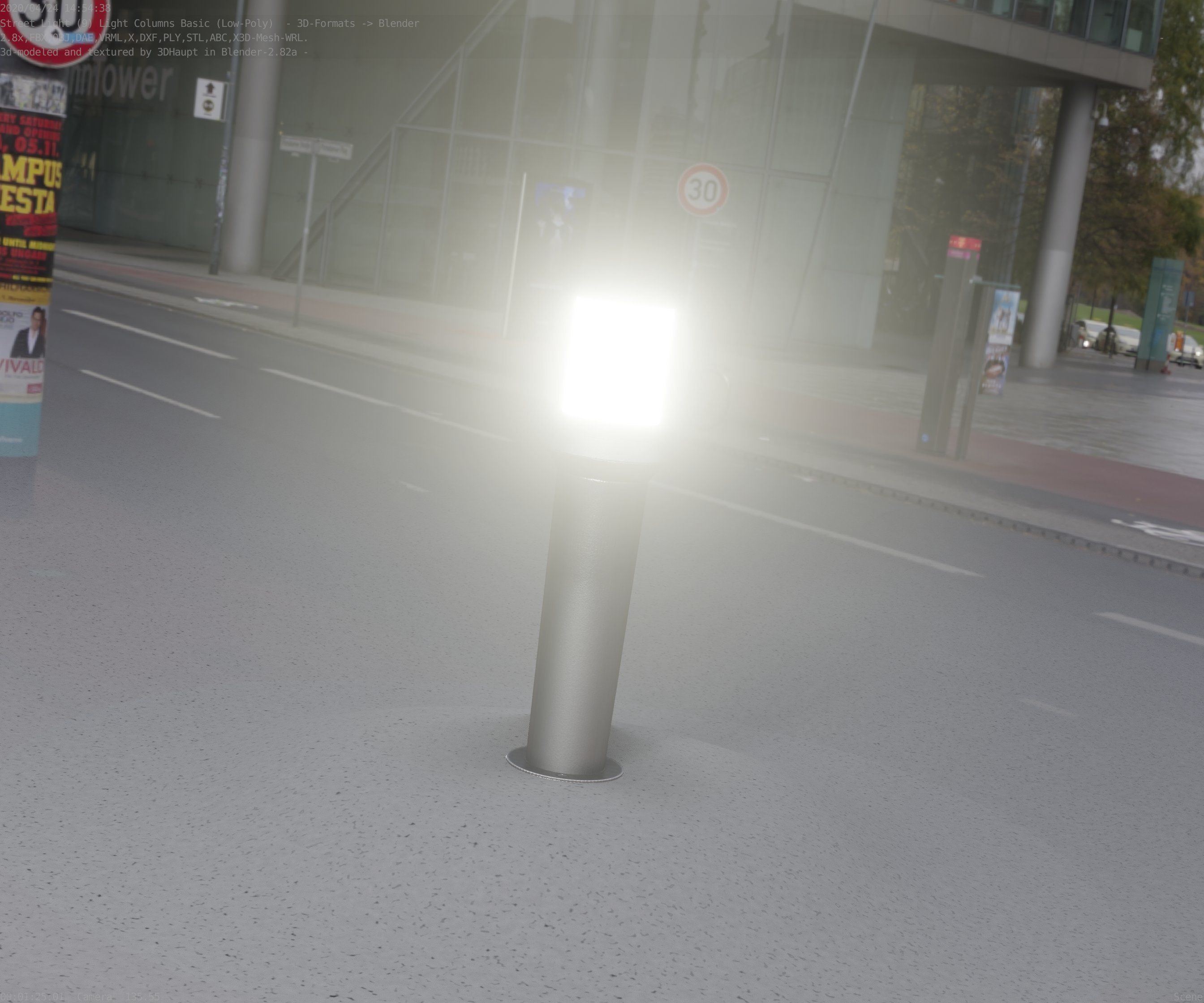 Low-Poly Basic Light Column 21 - Street Light Set-9 Low-poly 3D model_42