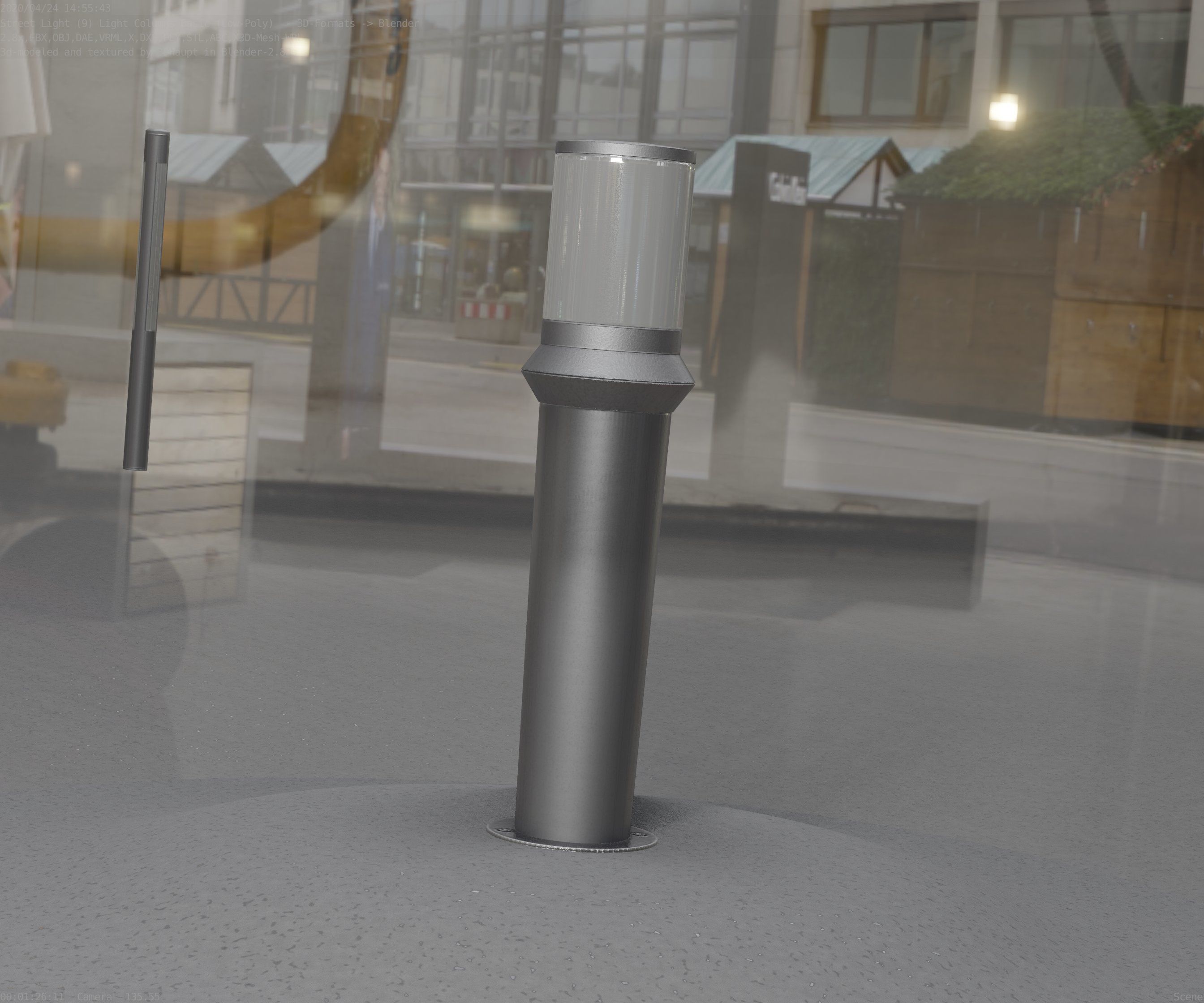 Low-Poly Basic Light Column 21 - Street Light Set-9 Low-poly 3D model_76