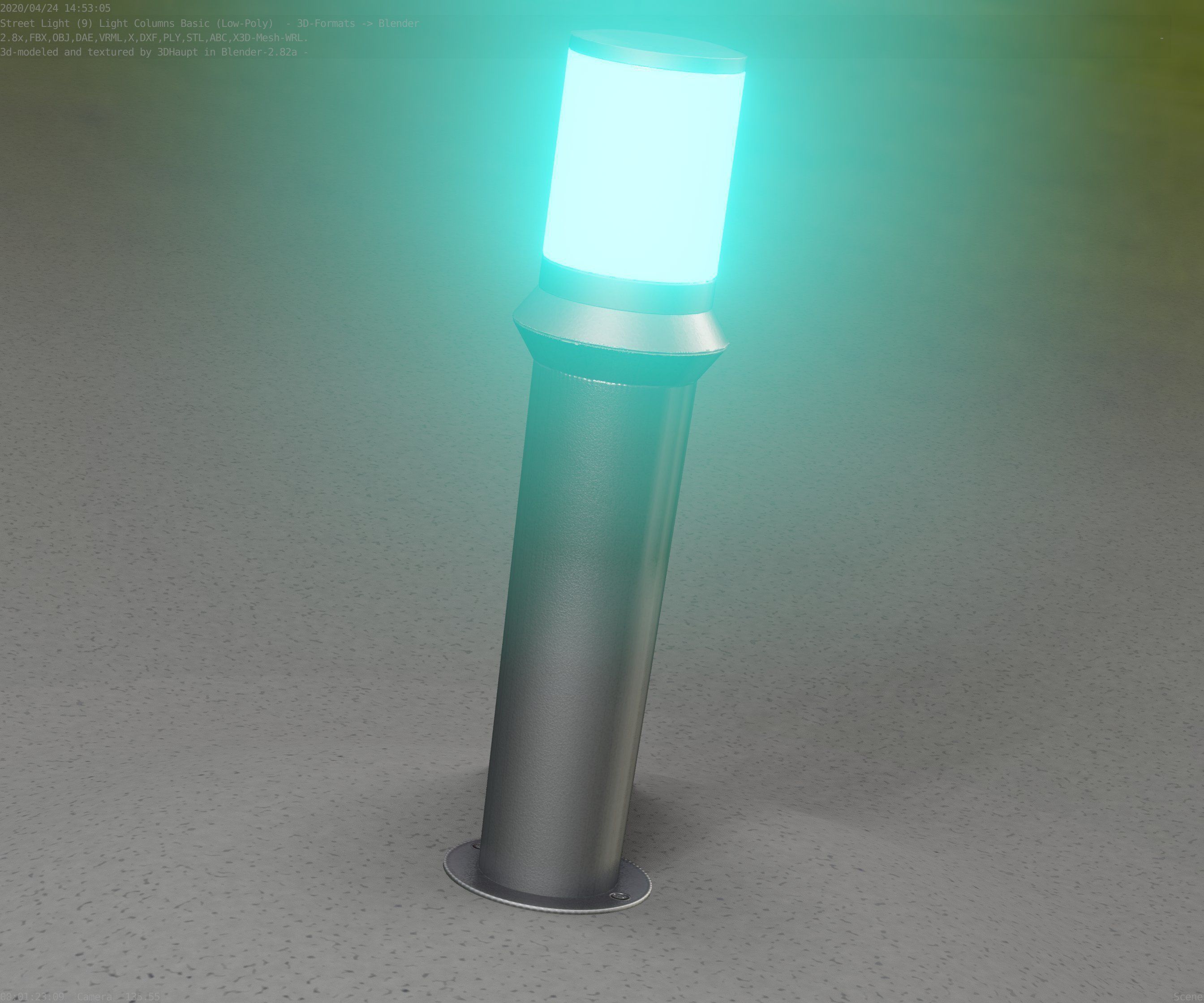 Low-Poly Basic Light Column 21 - Street Light Set-9 Low-poly 3D model_3