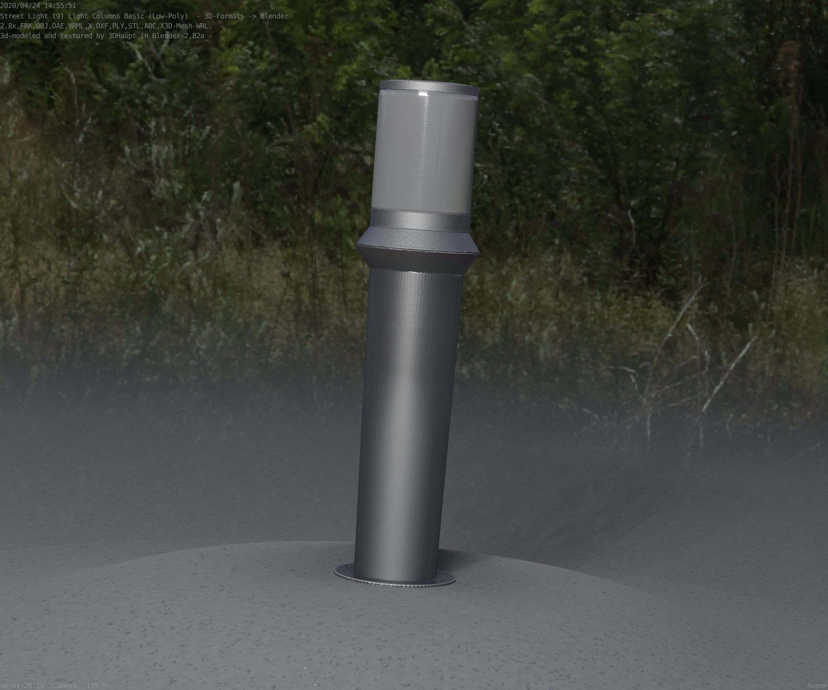 Low-Poly Basic Light Column 21 - Street Light Set-9 Low-poly 3D model_80