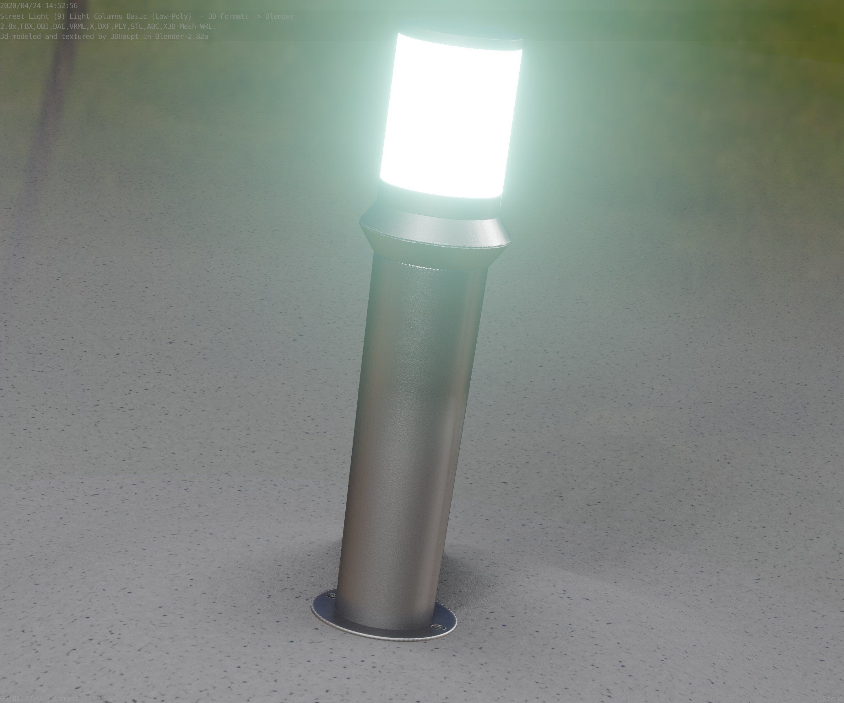 Low-Poly Basic Light Column 21 - Street Light Set-9 Low-poly 3D model_2
