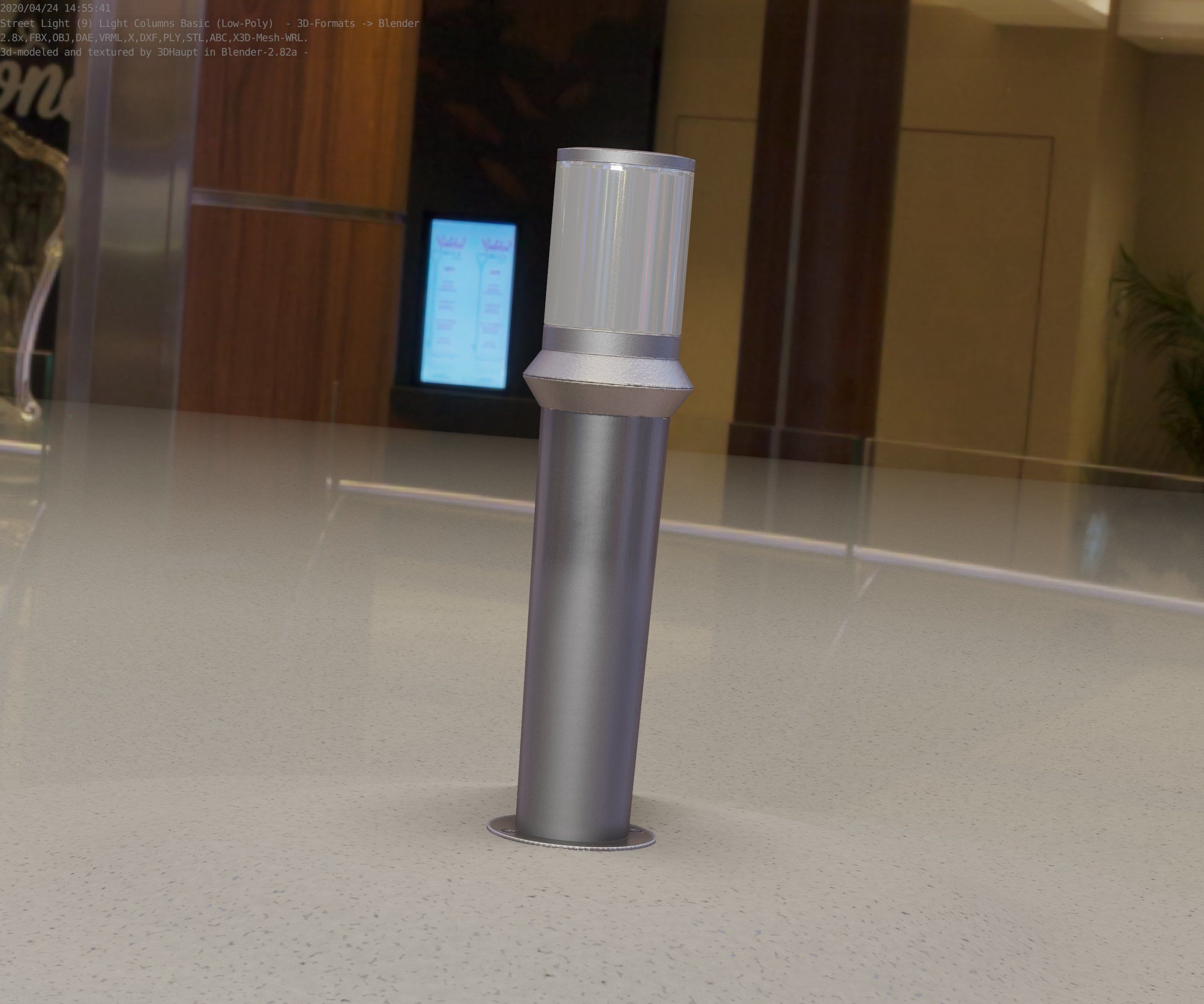 Low-Poly Basic Light Column 21 - Street Light Set-9 Low-poly 3D model_75