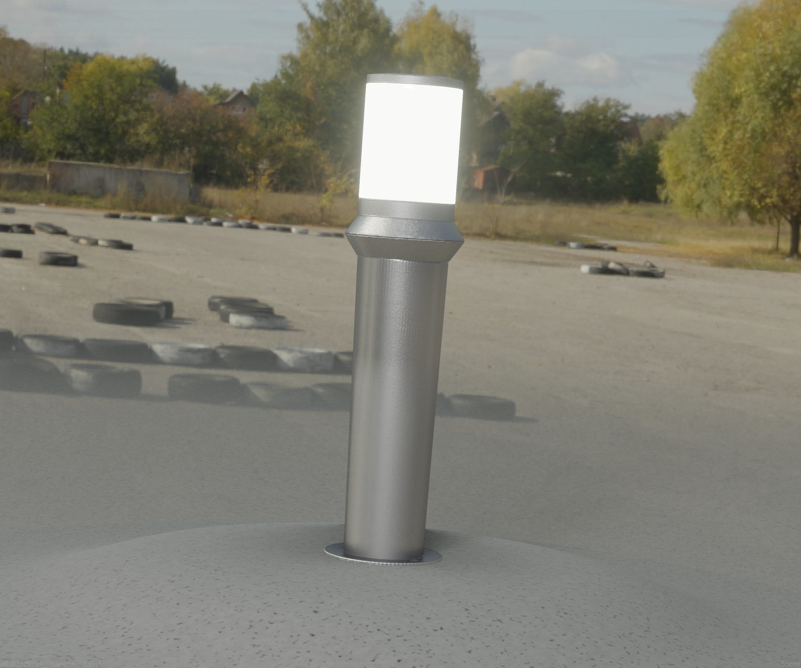 Low-Poly Basic Light Column 21 - Street Light Set-9 Low-poly 3D model_82