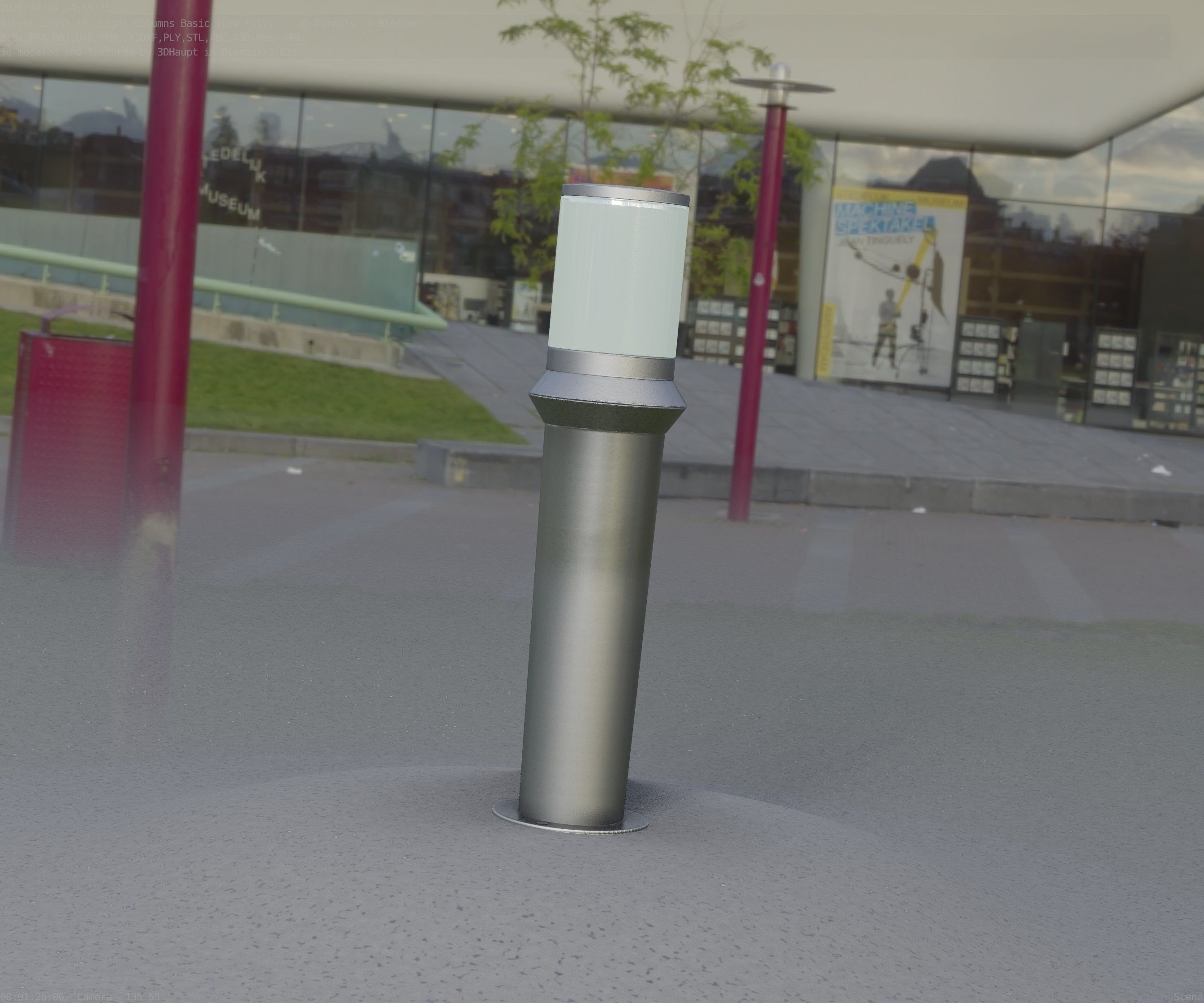 Low-Poly Basic Light Column 21 - Street Light Set-9 Low-poly 3D model_71