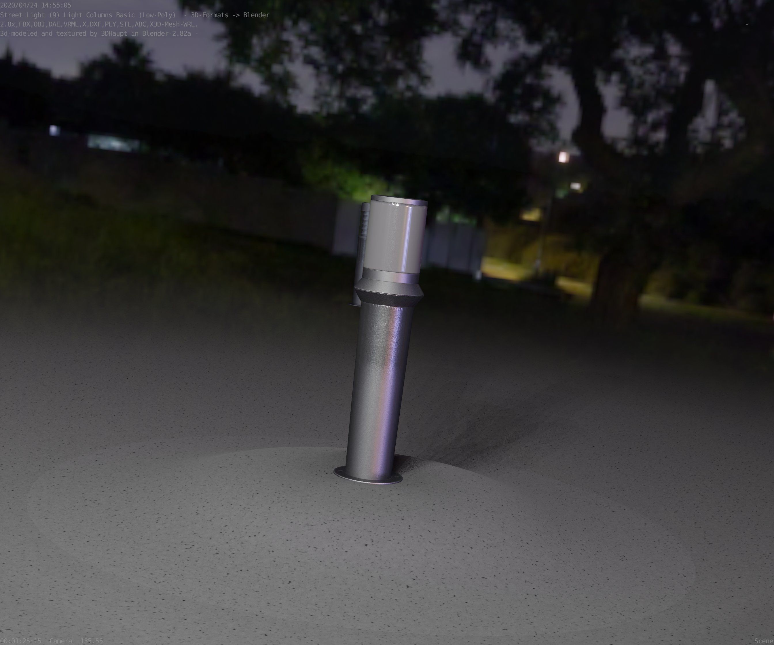 Low-Poly Basic Light Column 21 - Street Light Set-9 Low-poly 3D model_56