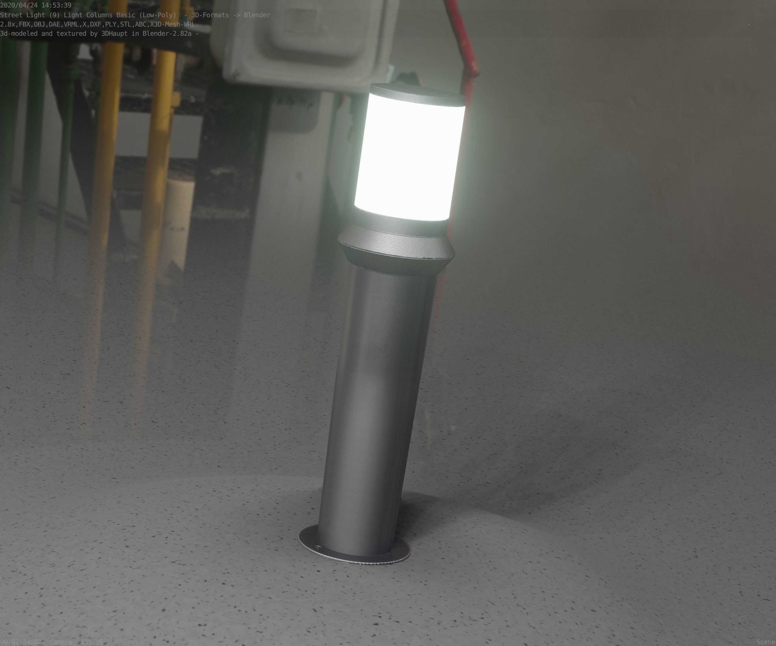 Low-Poly Basic Light Column 21 - Street Light Set-9 Low-poly 3D model_20