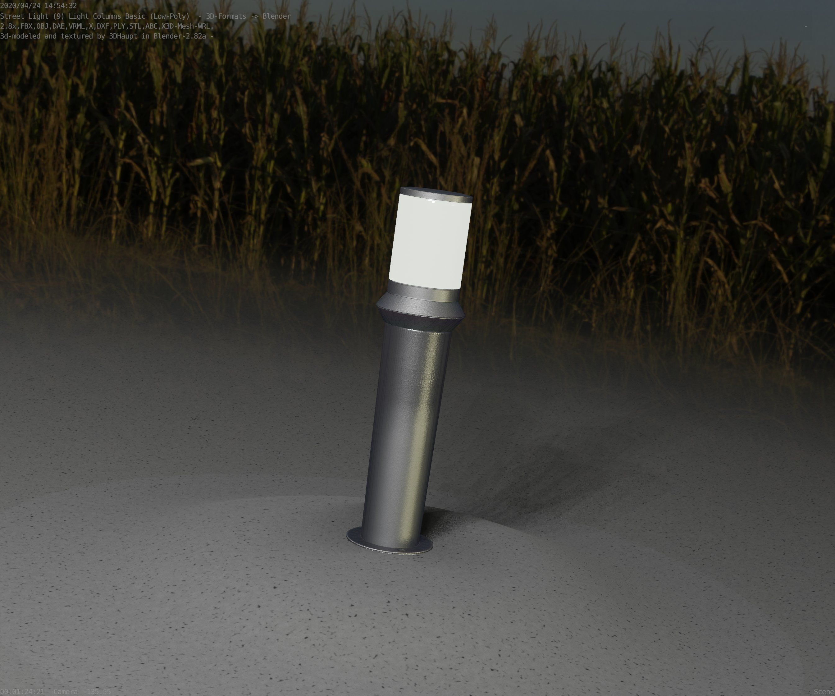 Low-Poly Basic Light Column 21 - Street Light Set-9 Low-poly 3D model_39