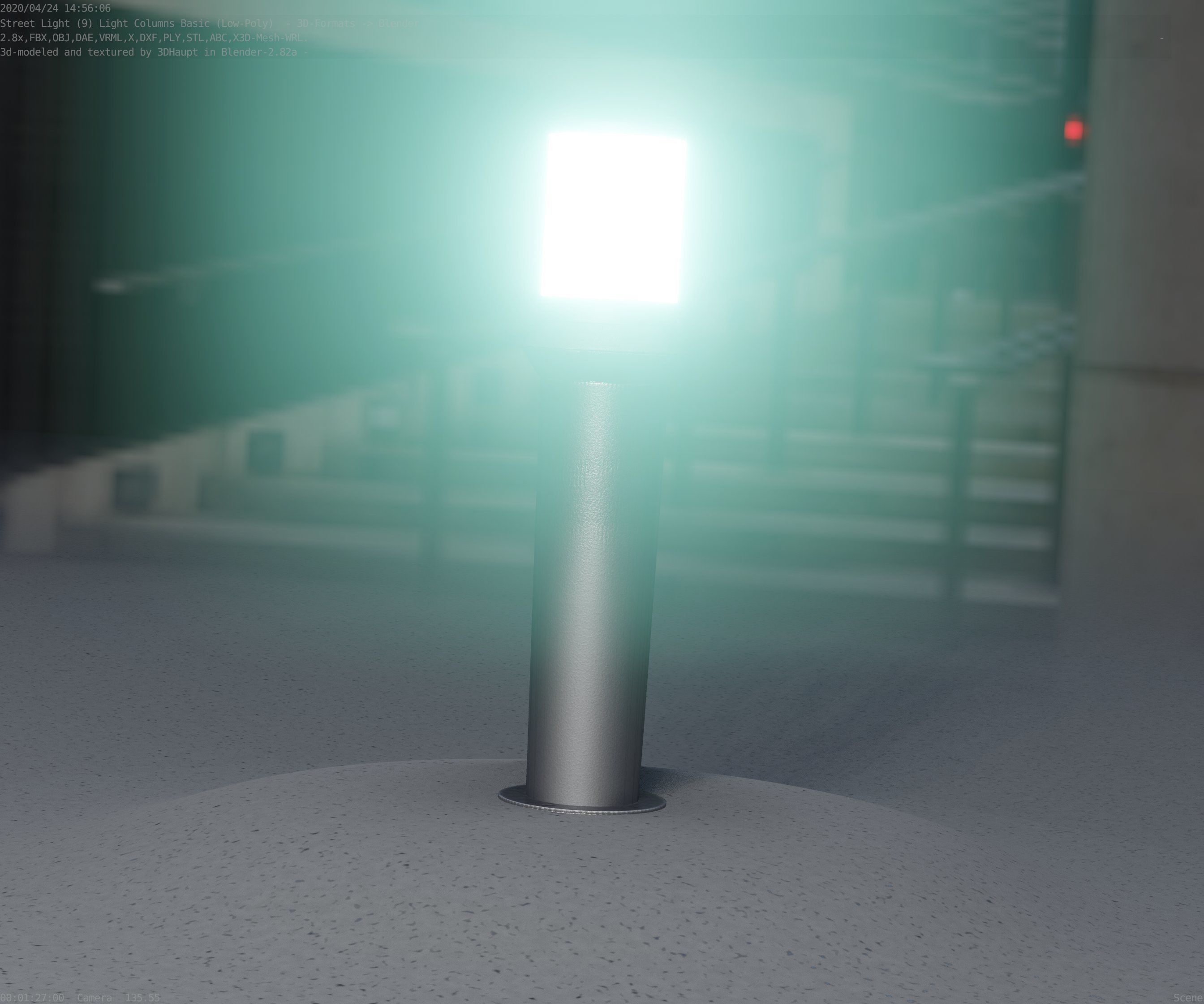 Low-Poly Basic Light Column 21 - Street Light Set-9 Low-poly 3D model_88