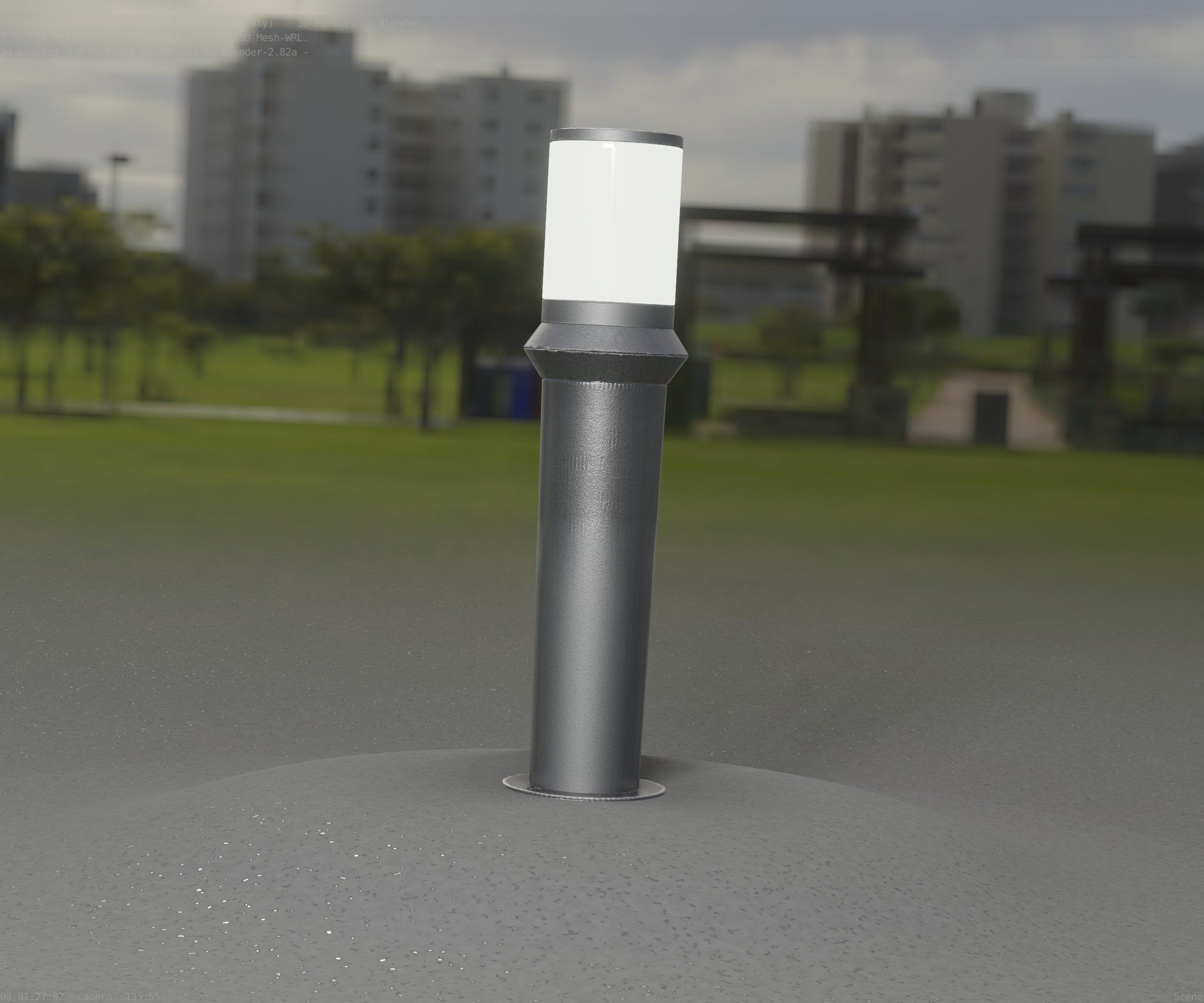 Low-Poly Basic Light Column 21 - Street Light Set-9 Low-poly 3D model_90