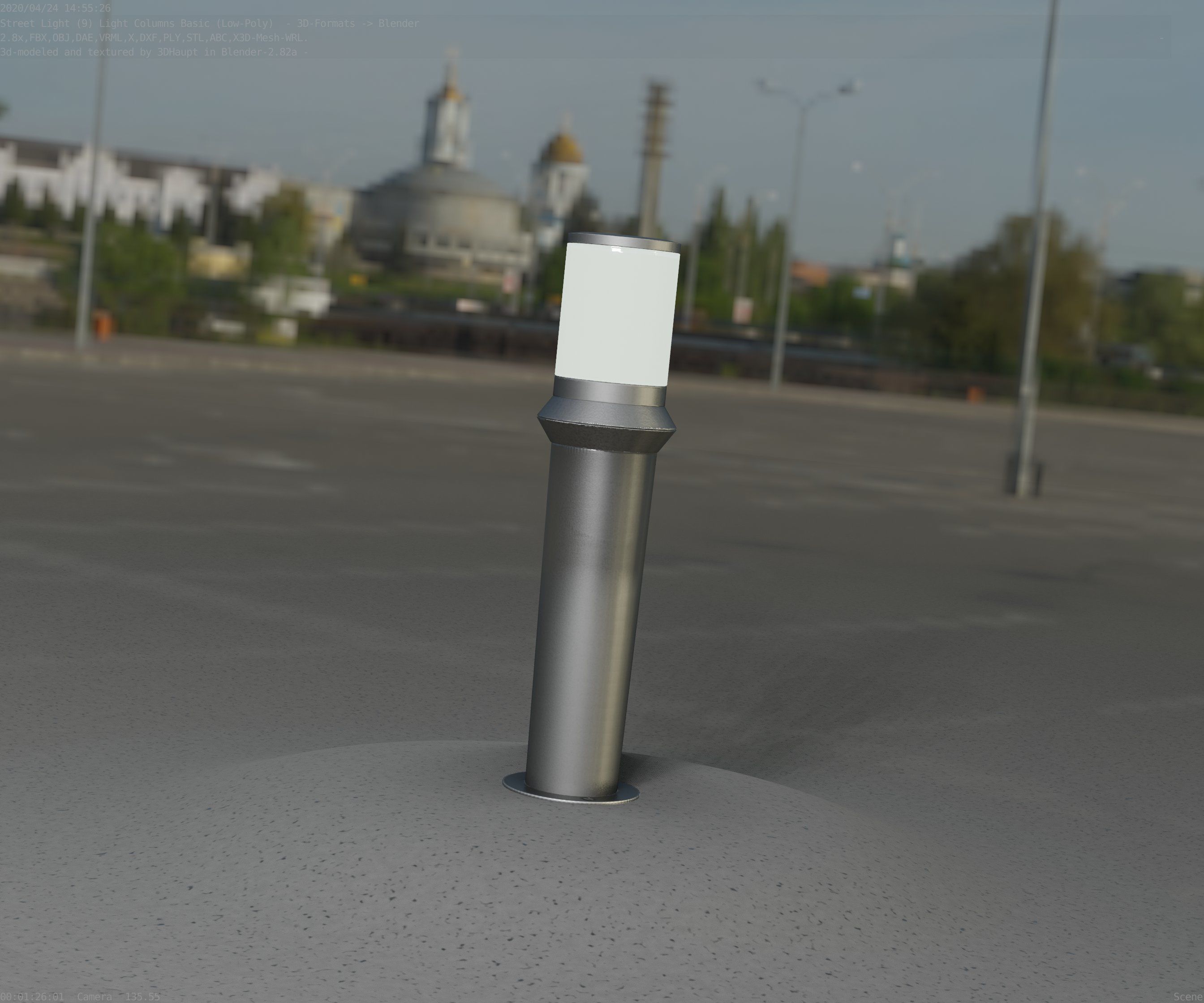 Low-Poly Basic Light Column 21 - Street Light Set-9 Low-poly 3D model_66