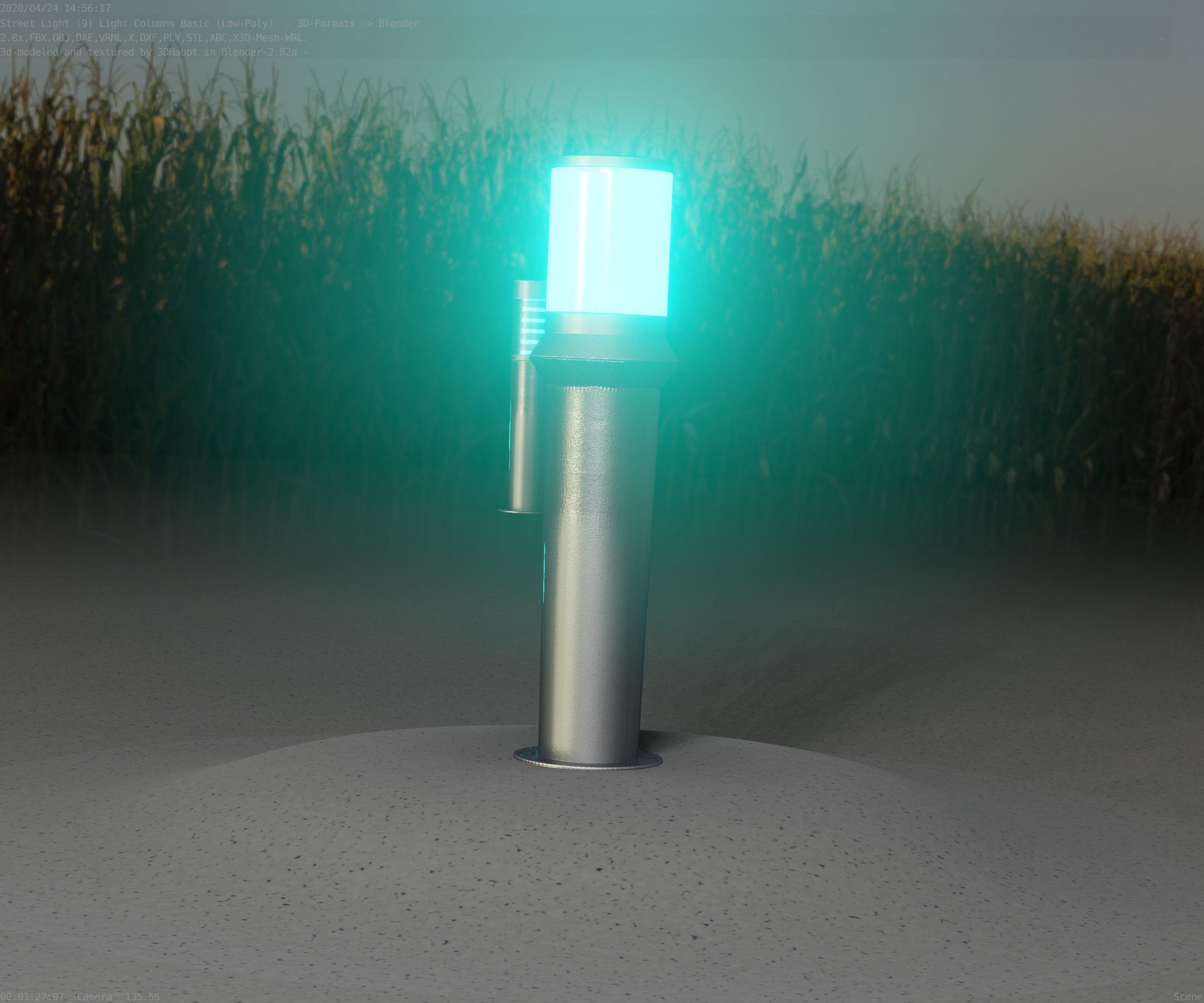 Low-Poly Basic Light Column 21 - Street Light Set-9 Low-poly 3D model_95