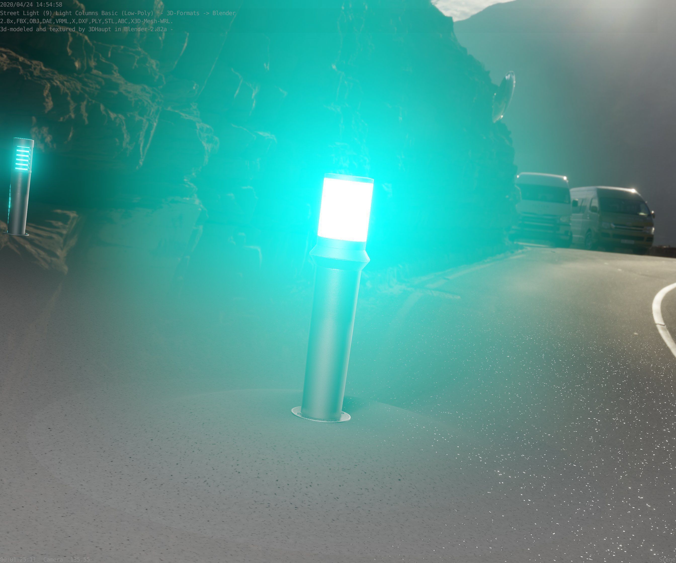 Low-Poly Basic Light Column 21 - Street Light Set-9 Low-poly 3D model_52